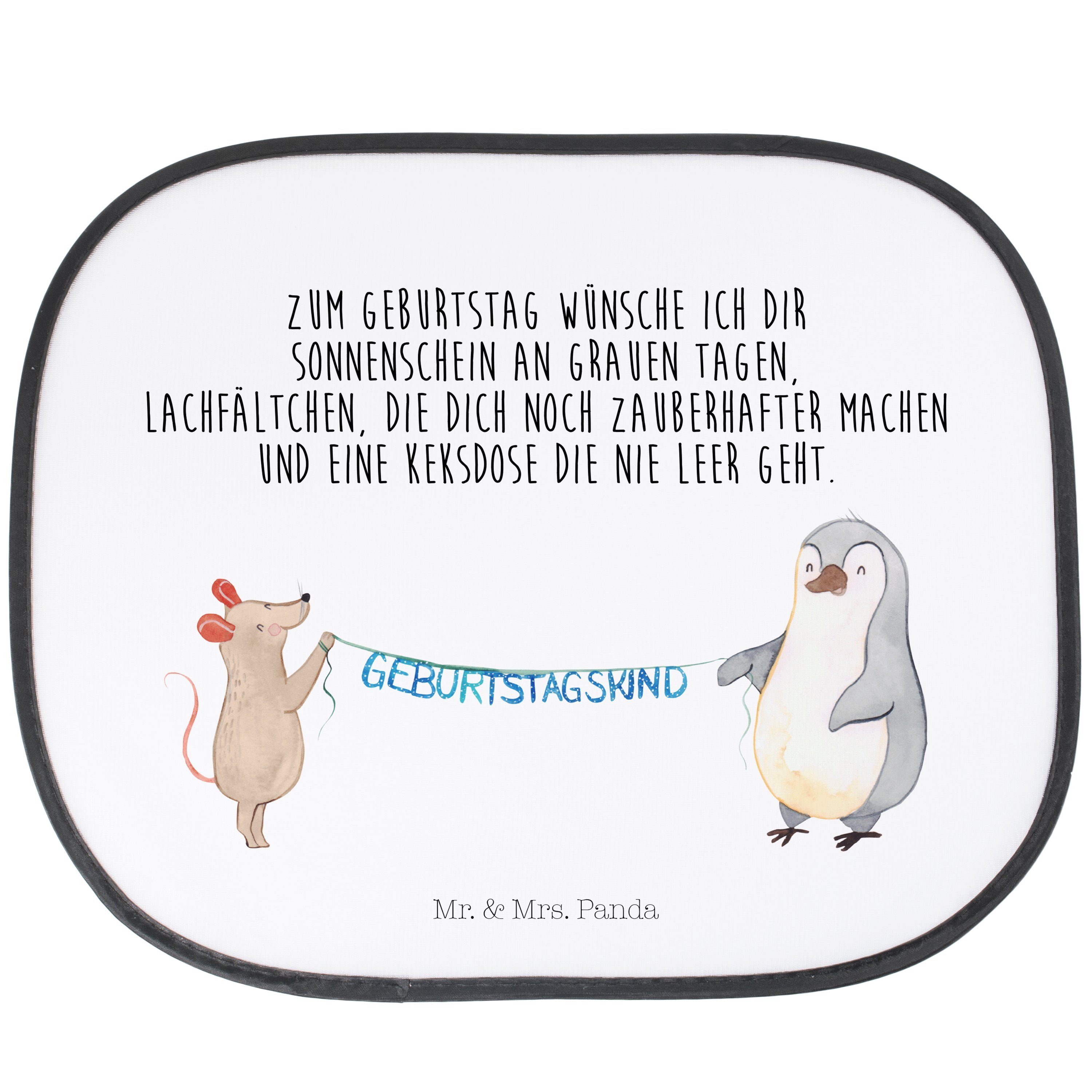 Sonnenschutz Maus Pinguin Geburtstag - Weiß - Geschenk, Geburtstagsgeschenk, Gebur, Mr. & Mrs. Panda, Seidenmatt