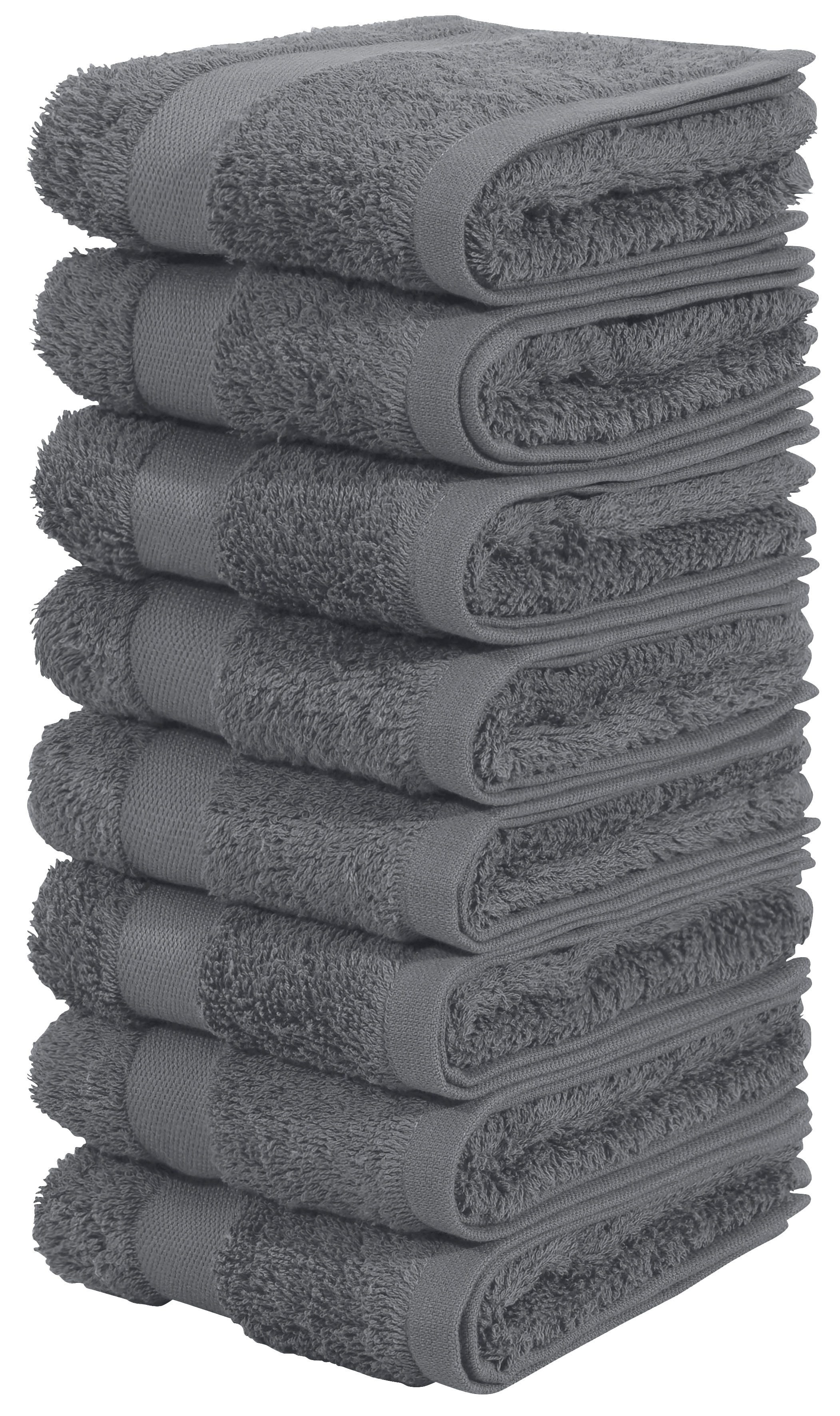 OTTO home Gästehandtücher Vanessa, 8 Gästehandtücher, 30x50cm, in Standard- und Premium-Qualität, Walkfrottee (Set, 8-St), Handtücher mit Bordüre, 100% Baumwolle, einfarbig, weich