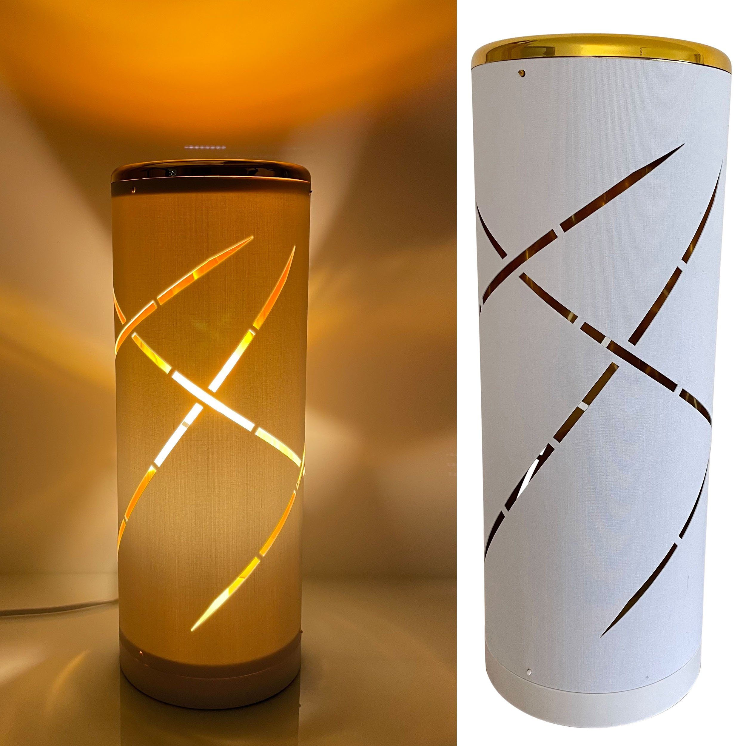 LED Tischleuchte im Streifen-Schlitz-Design mit goldenem Innenleben WEIß