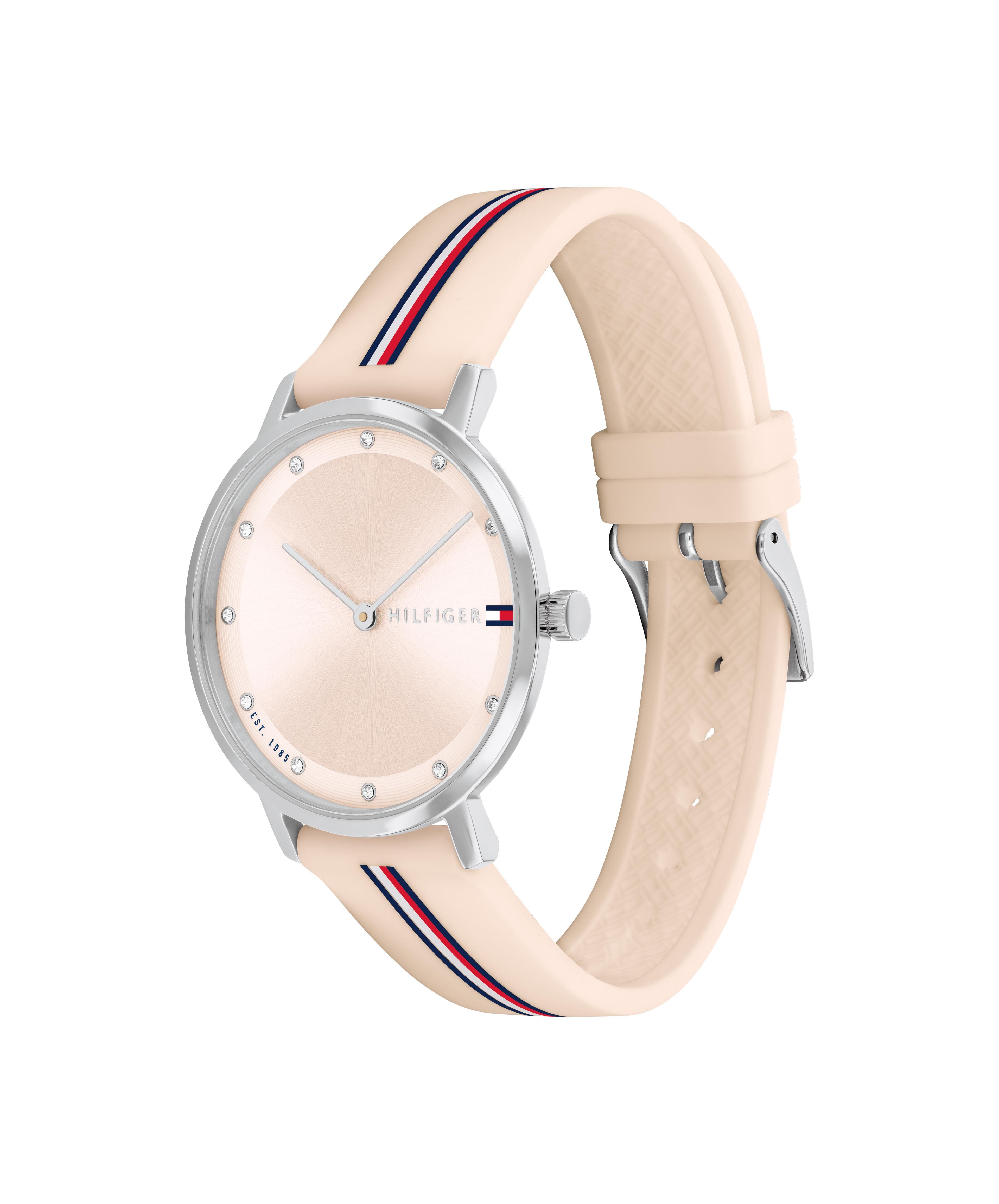 Tommy Hilfiger Quarzuhr PIPPA 1782737, Armbanduhr, Damenuhr, Silikonarmband, analog, Glaskristalle