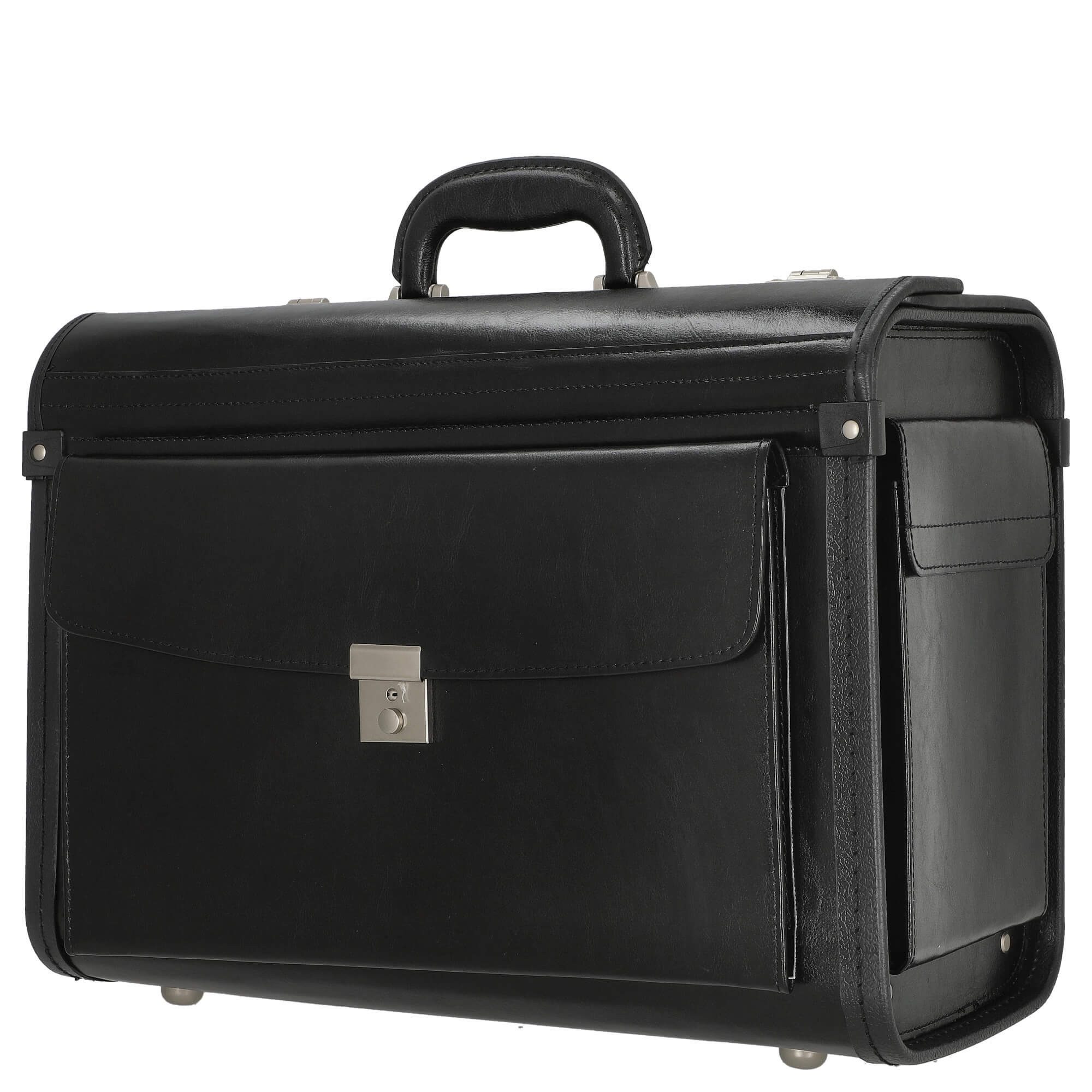 D&N Aktenkoffer Business - Pilotenkoffer 46 cm Leder (schwarz)