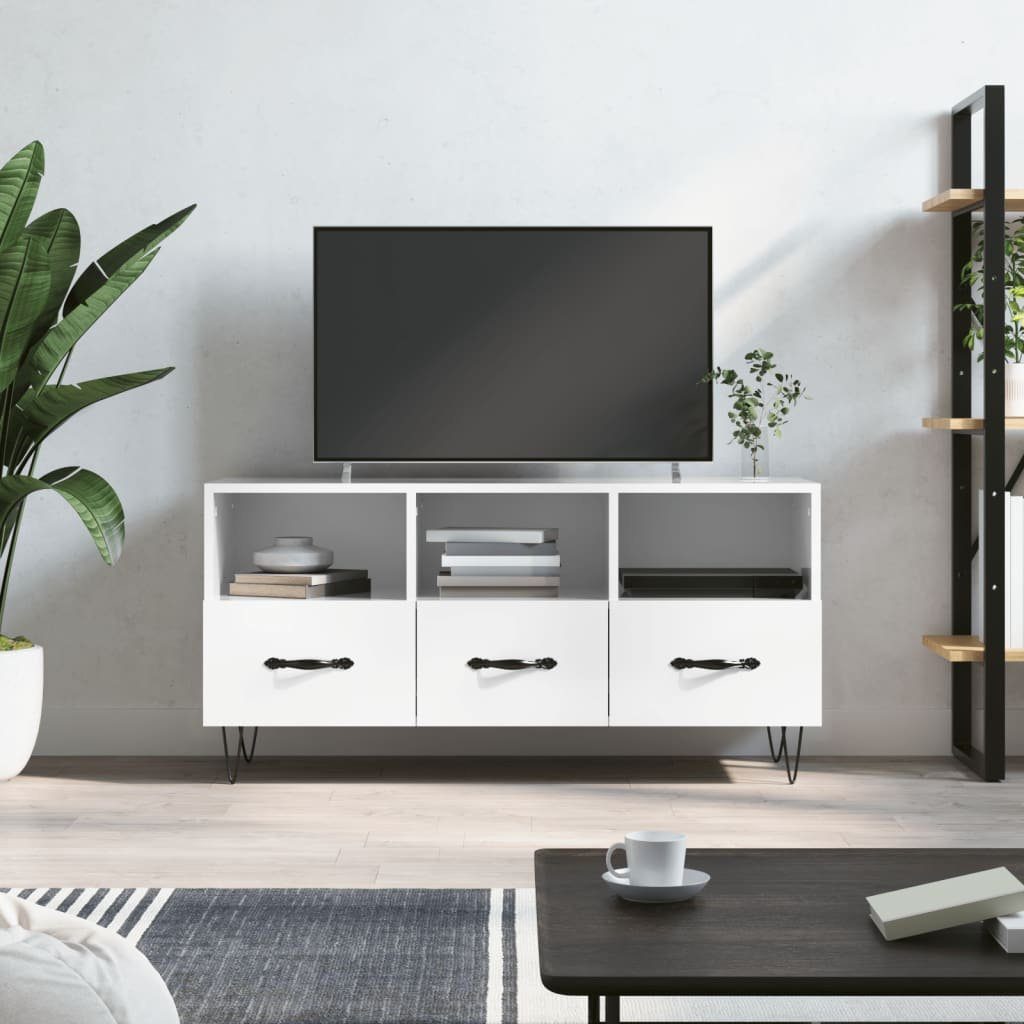 furnicato TV-Schrank Hochglanz-Weiß 102x36x50 cm Holzwerkstoff