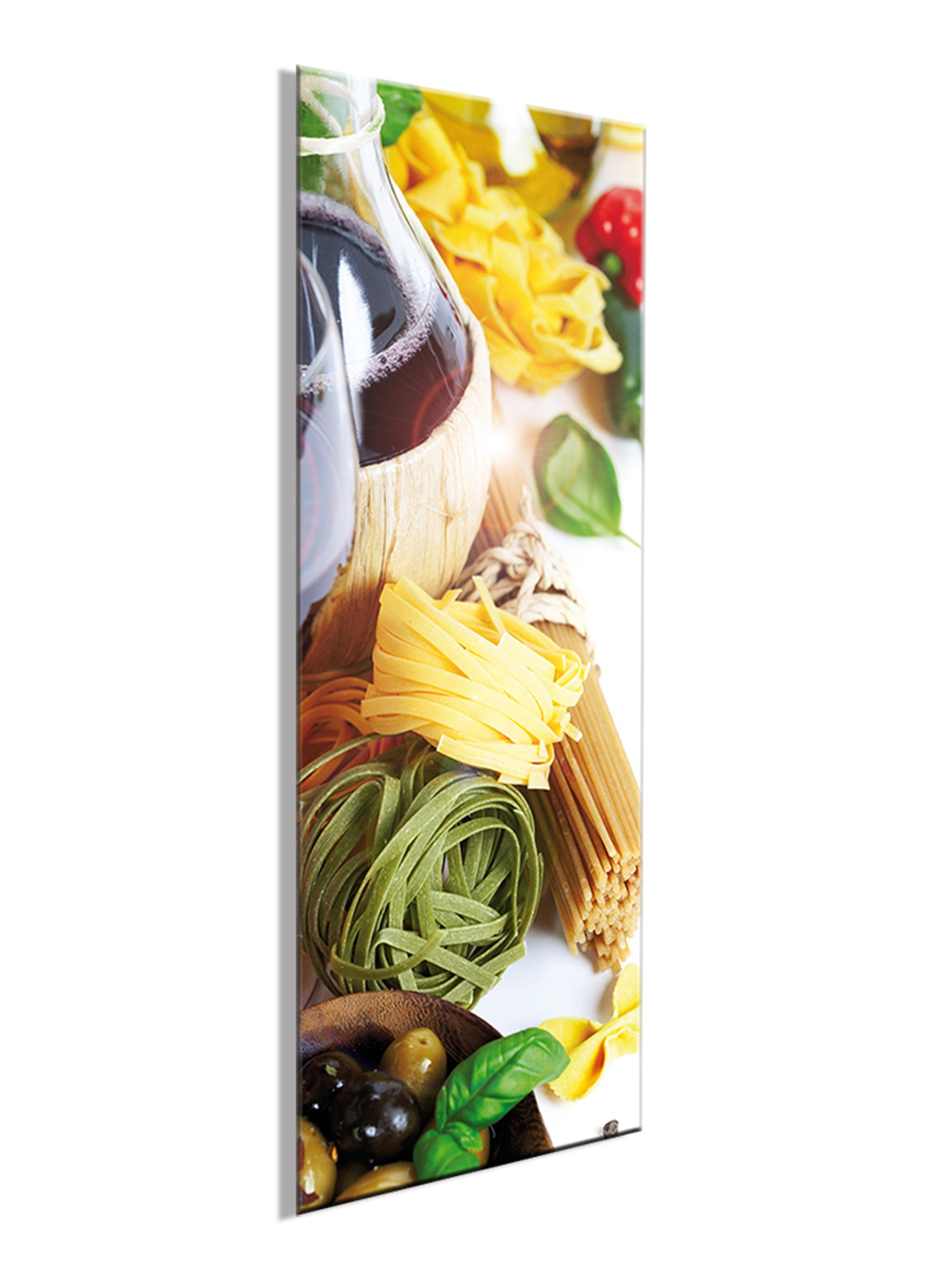 Glas Italien Pasta, 30x80cm aus Glasbild Küche Glasbild Pasta Food-Fotografie: Bild Küchenbild II italienische artissimo