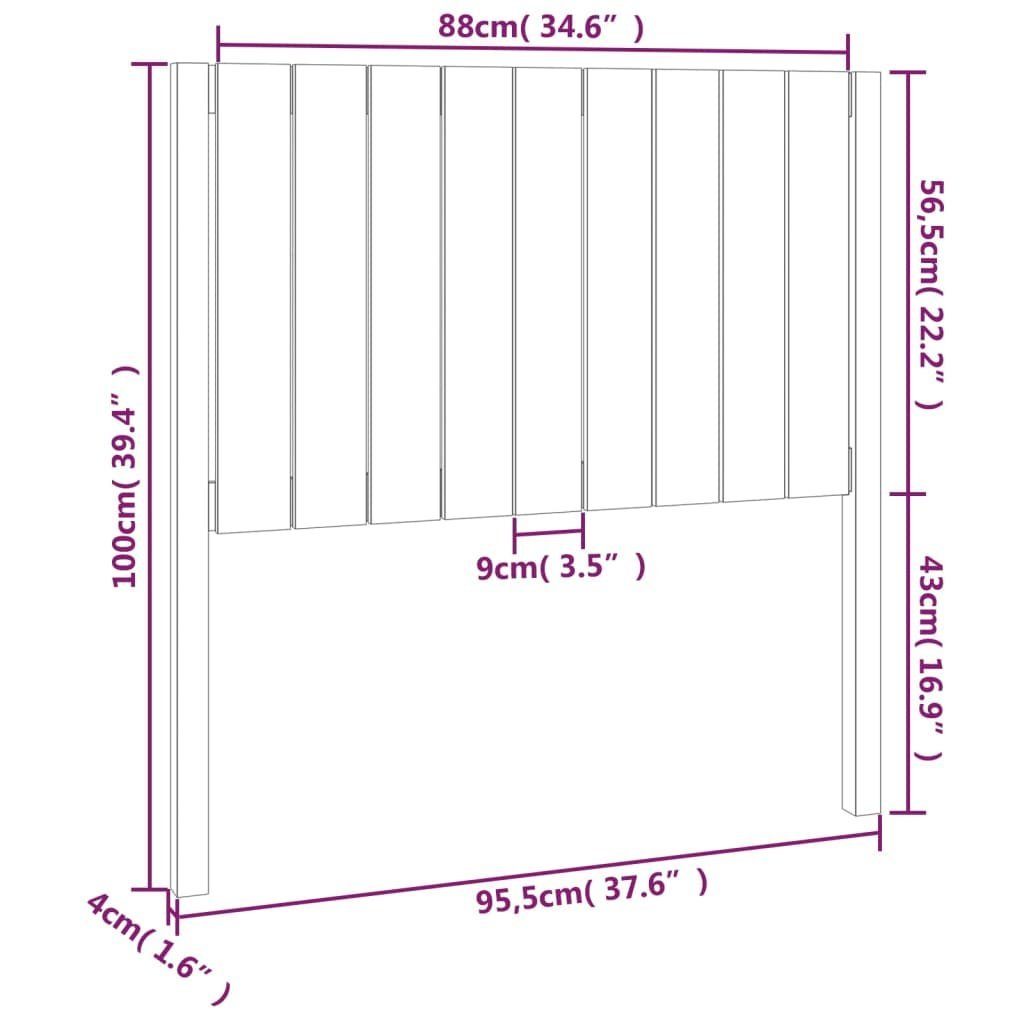 Kopfteil Massivholz St) Kiefer, Grau vidaXL (1 cm Kopfteil 95,5x4x100