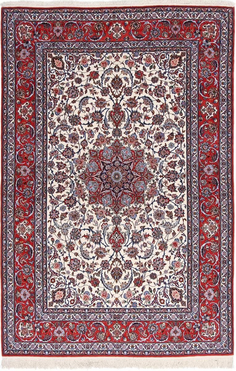 Orientteppich Isfahan Seidenkette 159x241 Handgeknüpfter Orientteppich, Nain Trading, rechteckig, Höhe: 8 mm