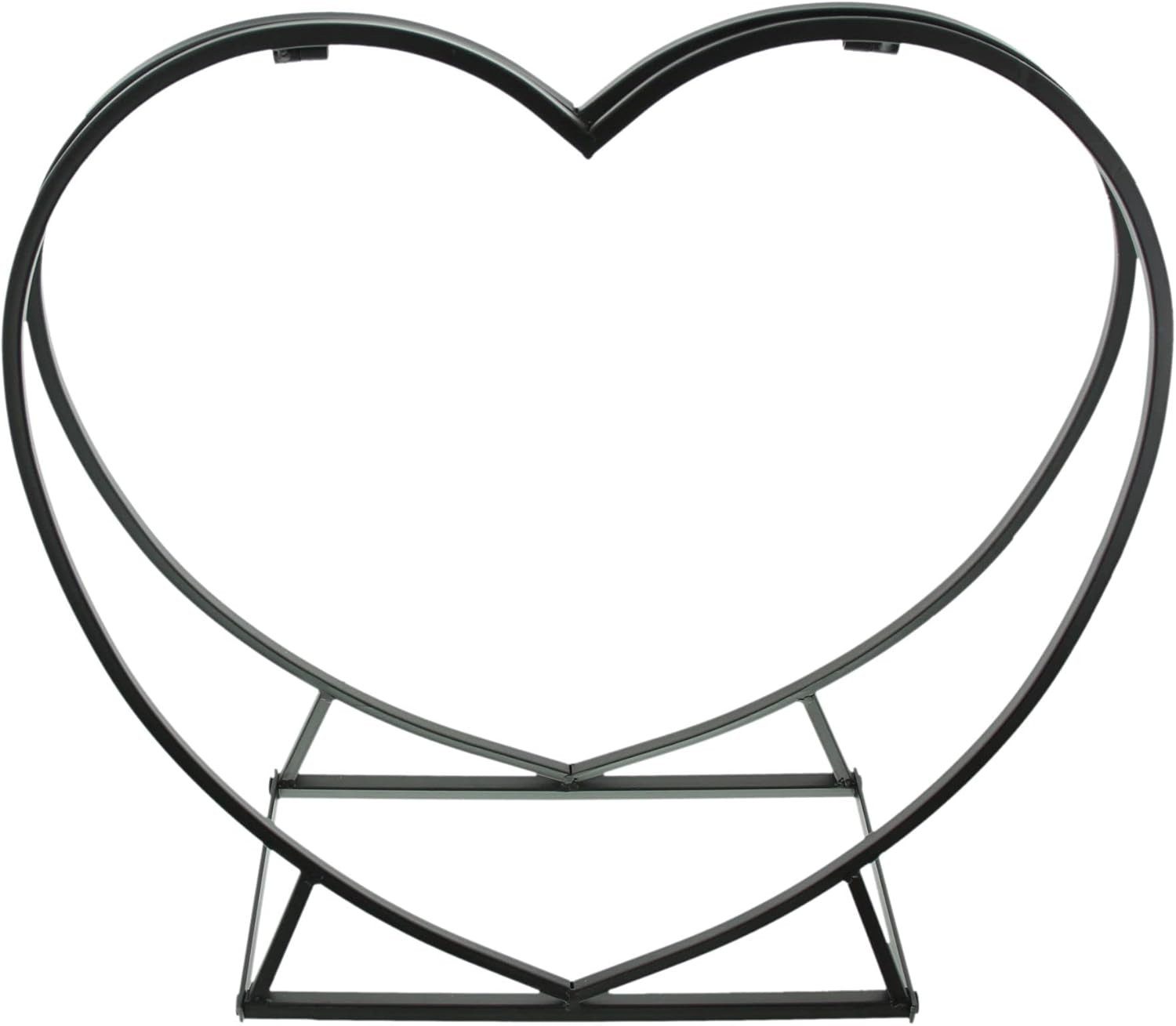 Holz Lichter Kaminholzregal Kaminholzregal Herzform aus Metall, Brennholzständer für Kamin, BxTxH:55x18x54 cm, Stabile Metallkonstruktion, platzsparend, stilvolle Herzform,langlebig