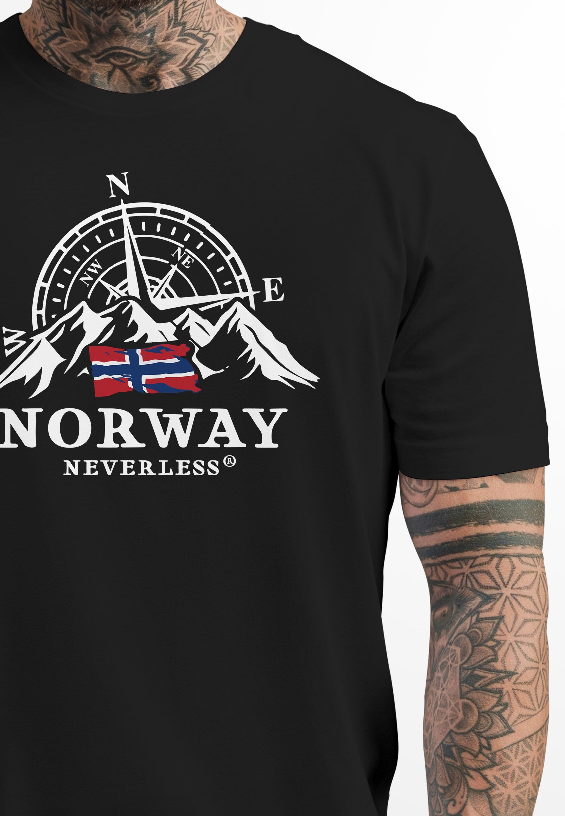 Neverless Print-Shirt Herren T-Shirt Norwegen Flagge günstig online kaufen