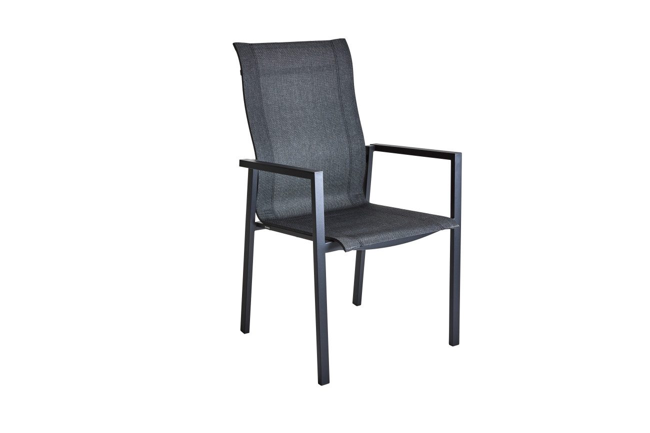 Brafab Gartenstuhl Comfy mit Armlehne, Schwarz / Schwarz, Der Stuhl ist stapelbar