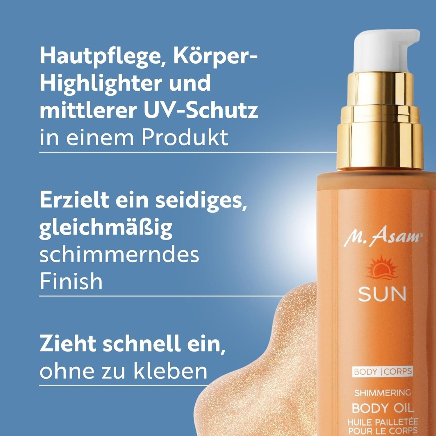 asambeauty Sonnenschutzöl SUN Schimmerndes Körperöl LSF 15, 50 ml, 1-tlg.