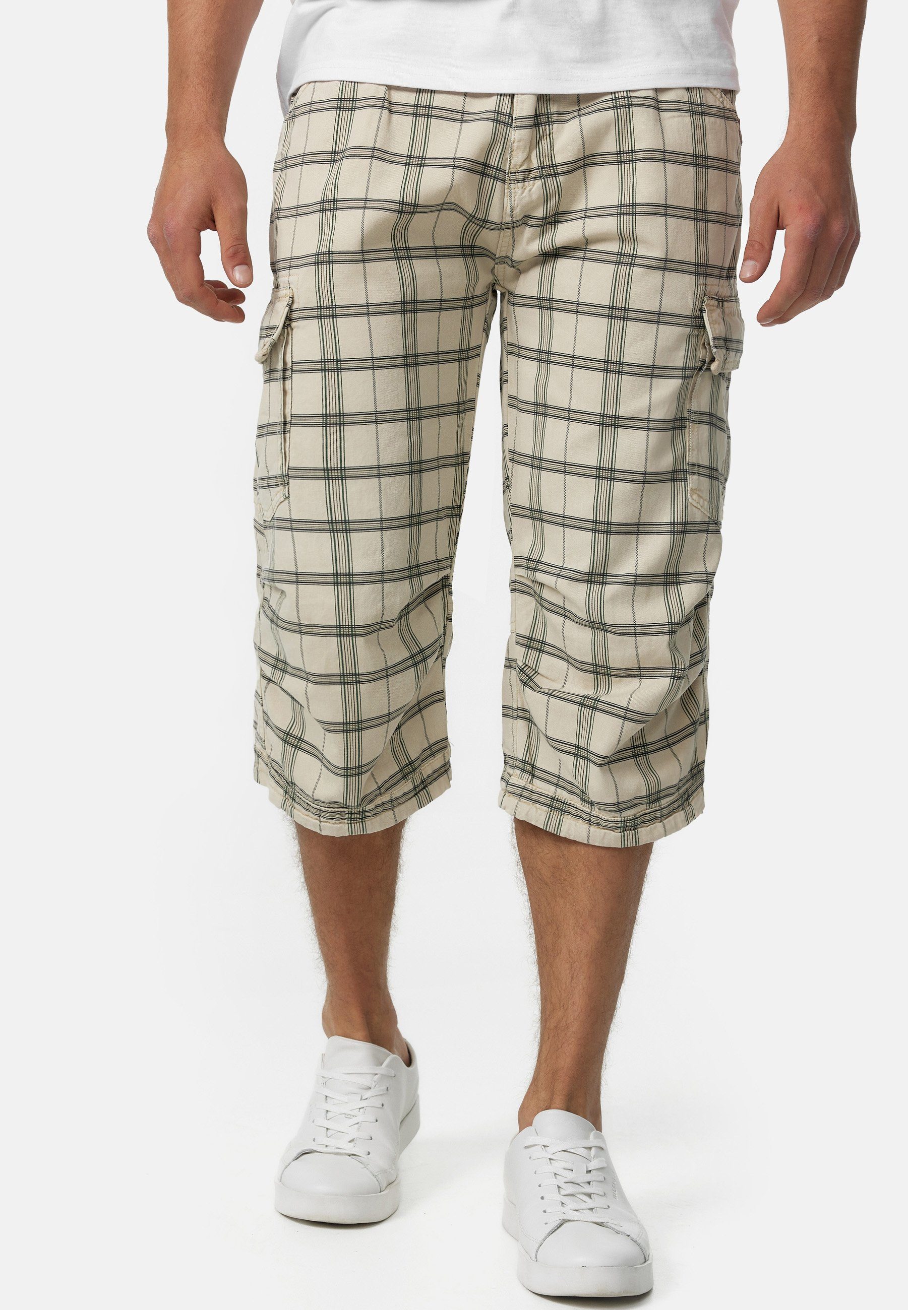 INDICODE Cargoshorts Herren Nicolas Check Cargo Shorts Herrenshorts aus einer robusten Materialmischung