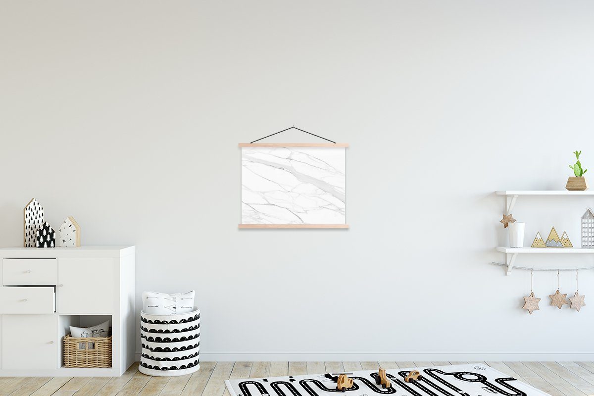 MuchoWow Poster Marmor Marmoroptik, Wohnzimmer, braun (1 Weiß St), Luxus Posterleiste, braun - für - - - | Muster - Magnetisch Textilposter Bilderleiste, Linie