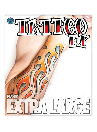Tinsley Kostüm Flammen Klebe-Tattoo XL, Temporäres Tattoo in beeindruckend realistischer Hollywood-Qualität