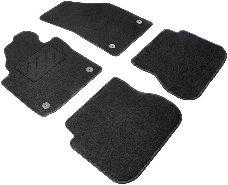 WALSER Passform-Fußmatten Standard (4 St), z.B. für VW Caddy III, VW Caddy  IV, 2 Schiebetüren