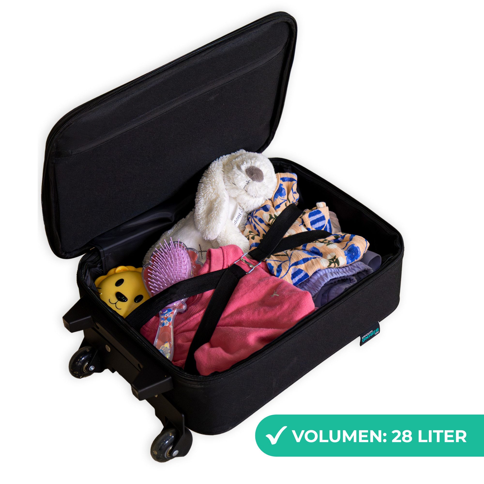 NoBoringSuitcases.com© Kinderkoffer mit leuchtende Räder - Neon - Fußball - Farbenfroh, 2 Rollen, Kinder Koffer Klein, Trolley Handgepäck, Reisekoffer