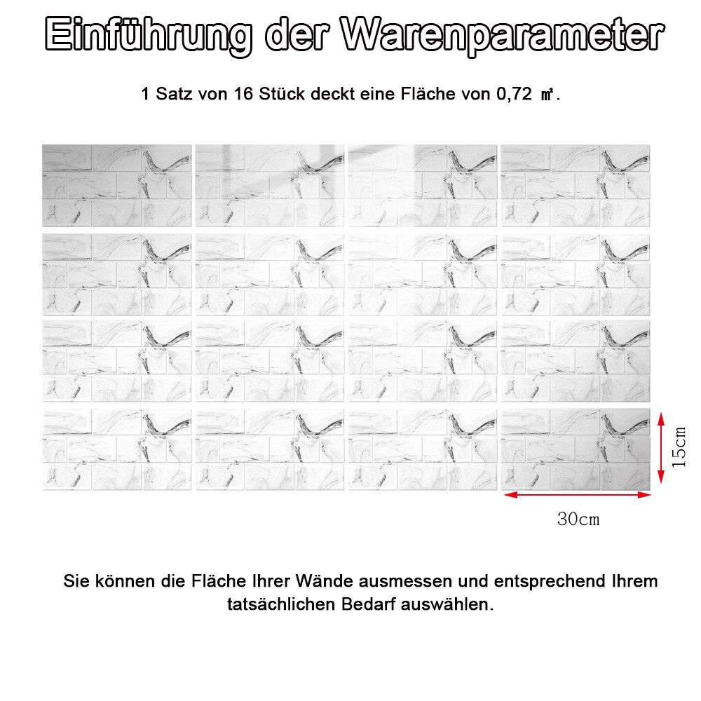 TUWENA Fliesenaufkleber Küchen Fliesenaufkleber, Mosaik Fliesenaufkleber (16 St) – Bild 2 von 5