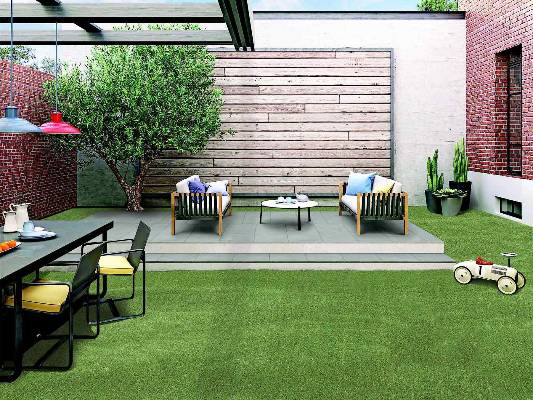 Primaflor-Ideen in Textil Kunstrasen MEGAN, Gesamthöhe 40 mm, Made in Netherlands, rechteckig, natürliche Optik, mit Drainagefunktion, ideal für Balkon & Terrasse