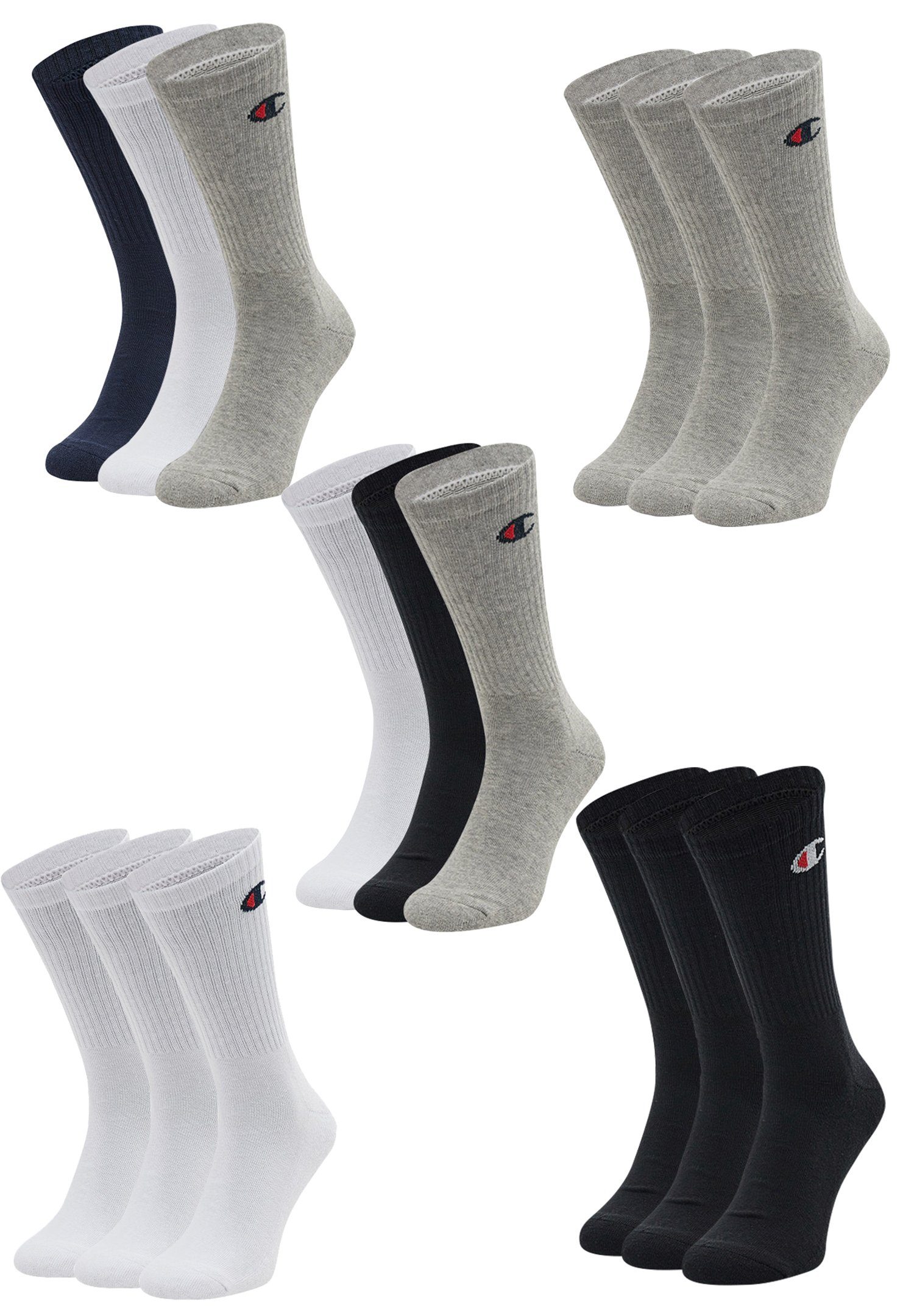 Champion (6-Paar) Socks 6pk Socken Crew White/Grey/Black - 002