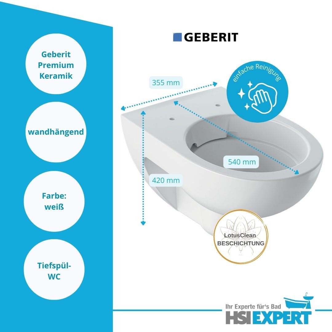 GEBERIT Tiefspül-WC Geberit Renova Tiefspül-WC spülrandlos inkl. Sitz, Wandmontage