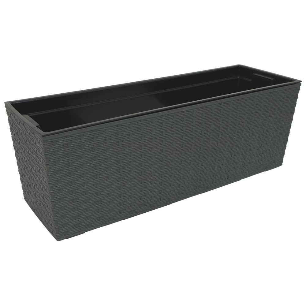 Balkonkasten Kunstoff Pflanzkasten Begonia Balkonkasten L 56 cm anthrazit Rattan