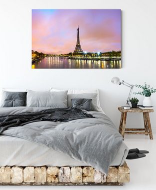 Pixxprint Leinwandbild Eifelturm Paris bei Nacht, Eifelturm Paris bei Nacht (1 St), Leinwandbild fertig bespannt, inkl. Zackenaufhänger