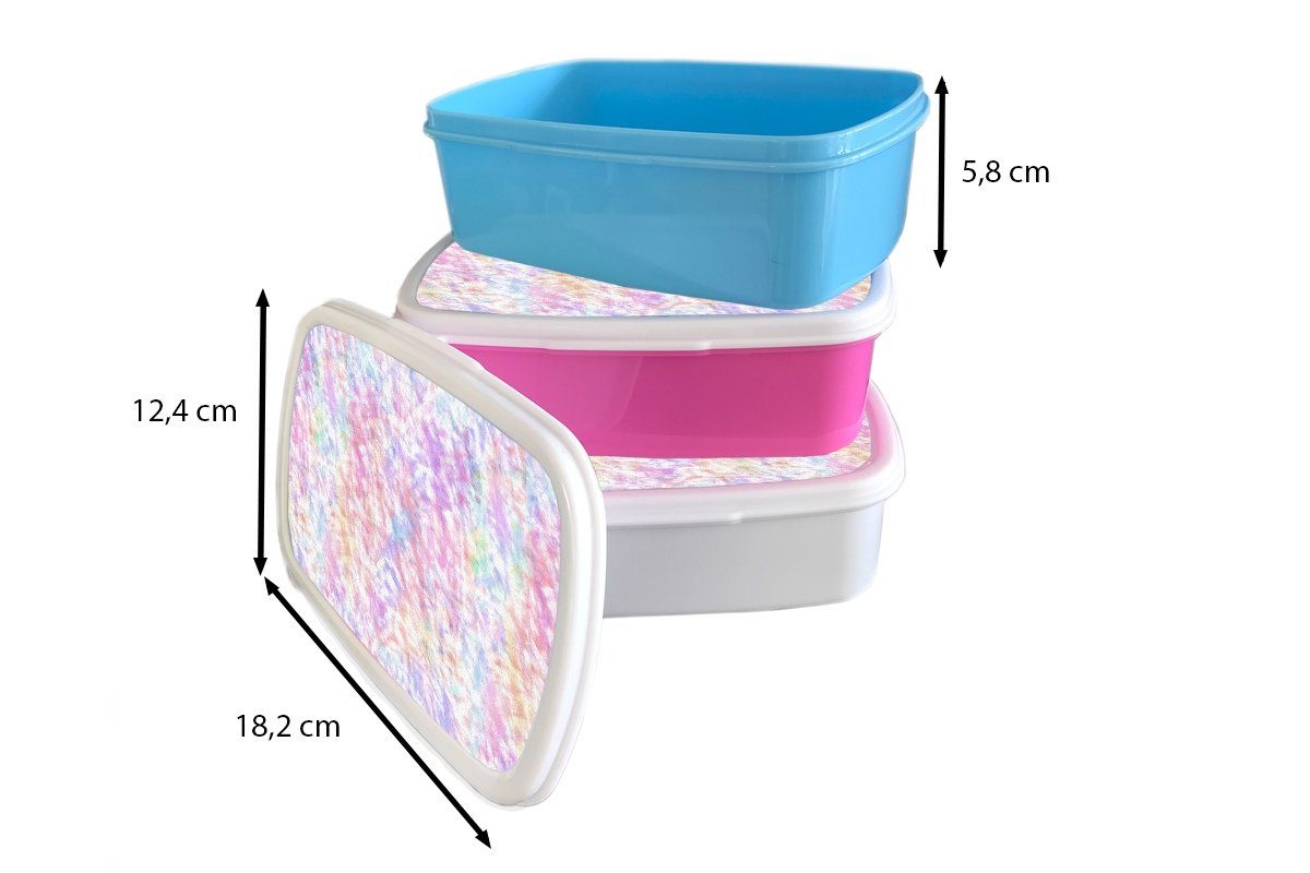 MuchoWow Regenbogen Lunchbox Farbe Brotbox - Krawattenfärbung, - Muster Kinder, Mädchen, Brotdose (2-tlg), Kunststoff rosa Snackbox, Erwachsene, für Kunststoff, -