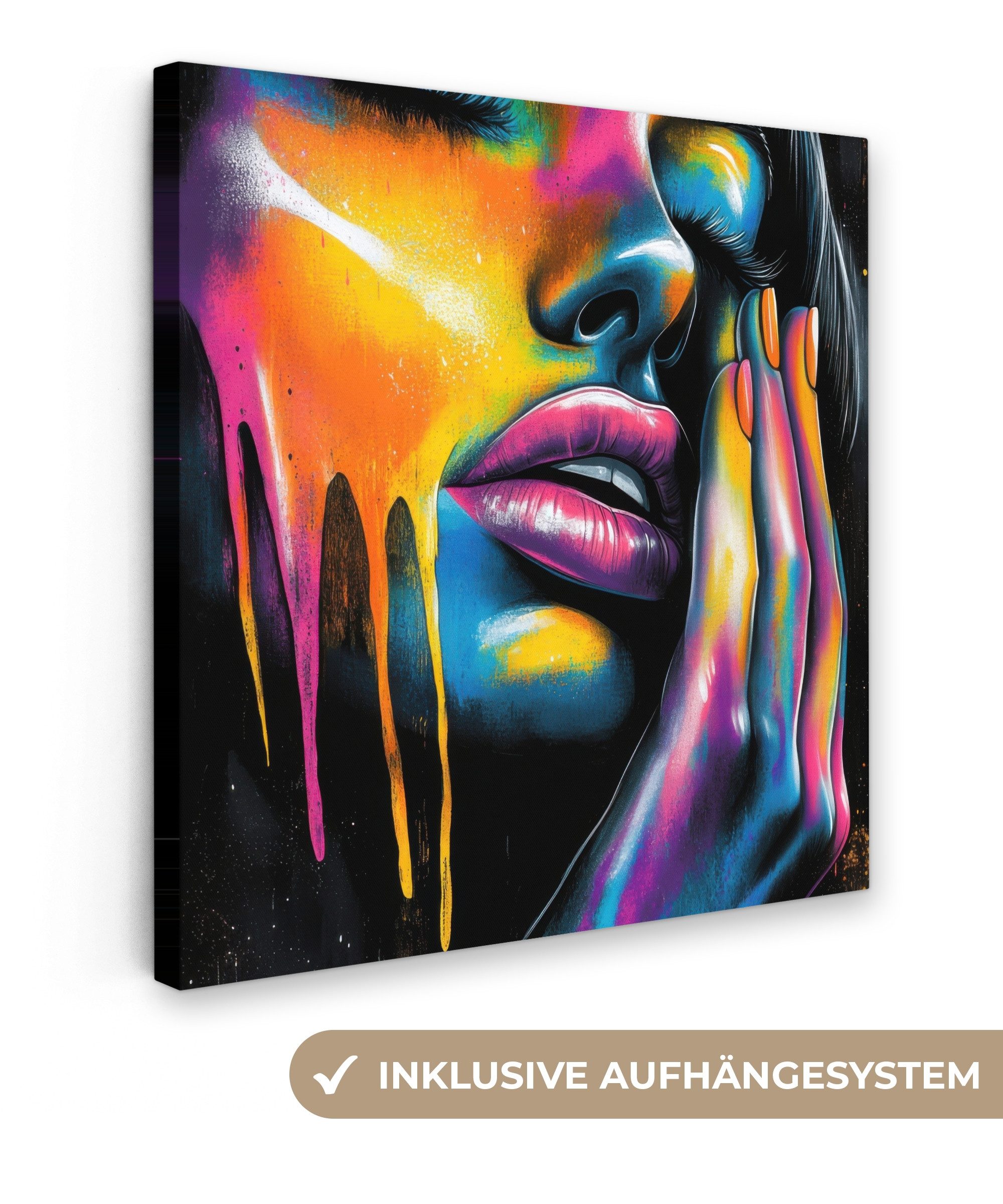 OneMillionCanvasses® Leinwandbild Frau - Gesicht - Farbe - Künstlerisch, Fo günstig online kaufen
