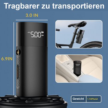 Welikera Akku-Luftpumpe Tragbare Mini Luftkompressor, kabellose 40L/min Pumpe mit LED-Licht, für Auto, Motorrad, Fahrradreifen und Ball, 172*79mm