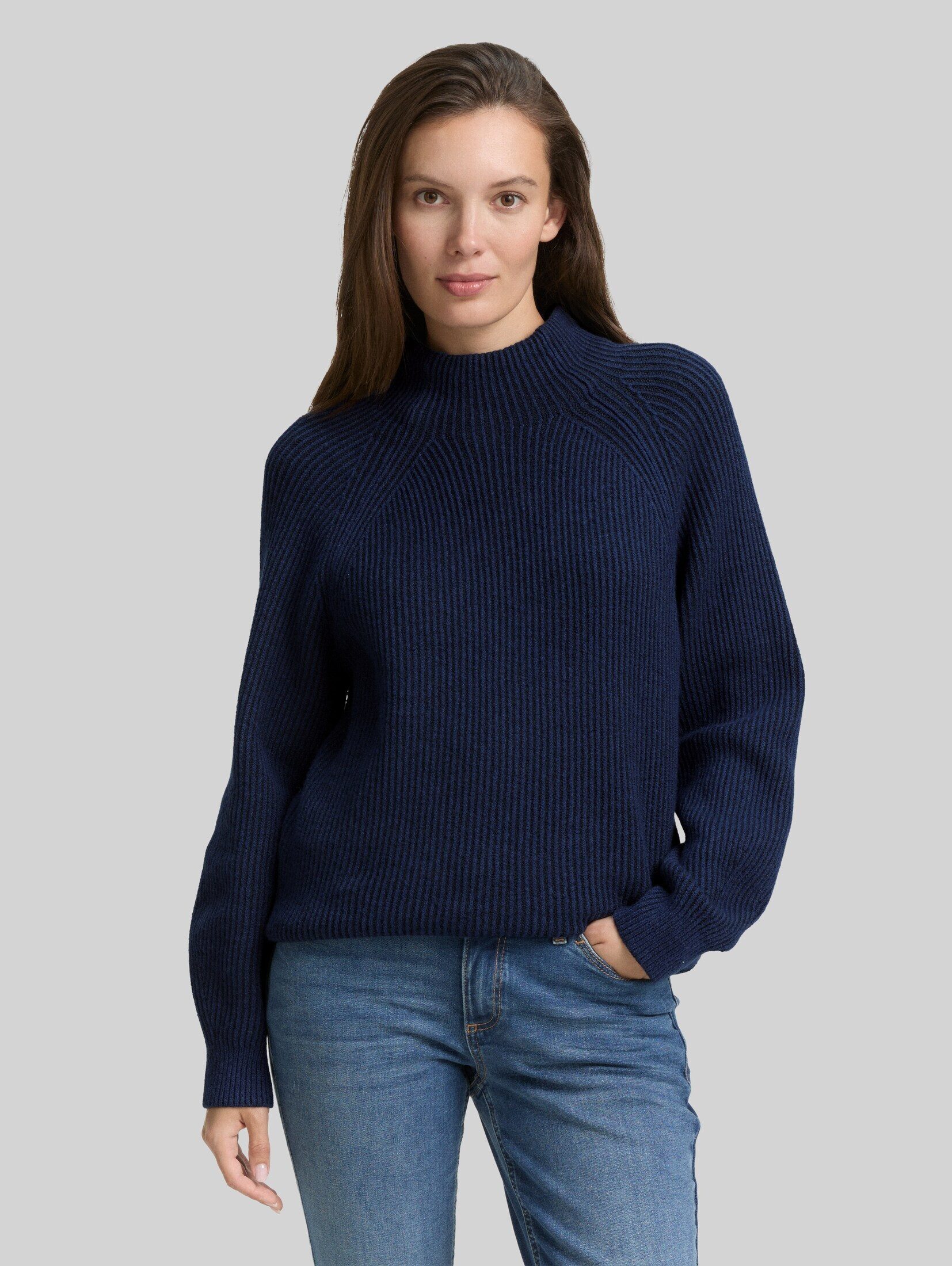 TOM TAILOR Strickpullover Pullover & Strickjacken Loose Fit Strickpullover mit Stehkragen