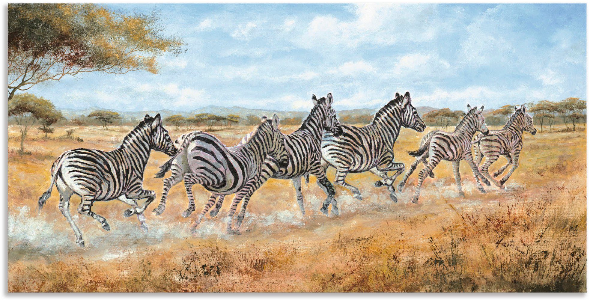 Artland Wandbild Laufende Zebras, Wildtiere (1 St), als Alubild, Leinwandbild, Wandaufkleber oder Poster in versch. Größen