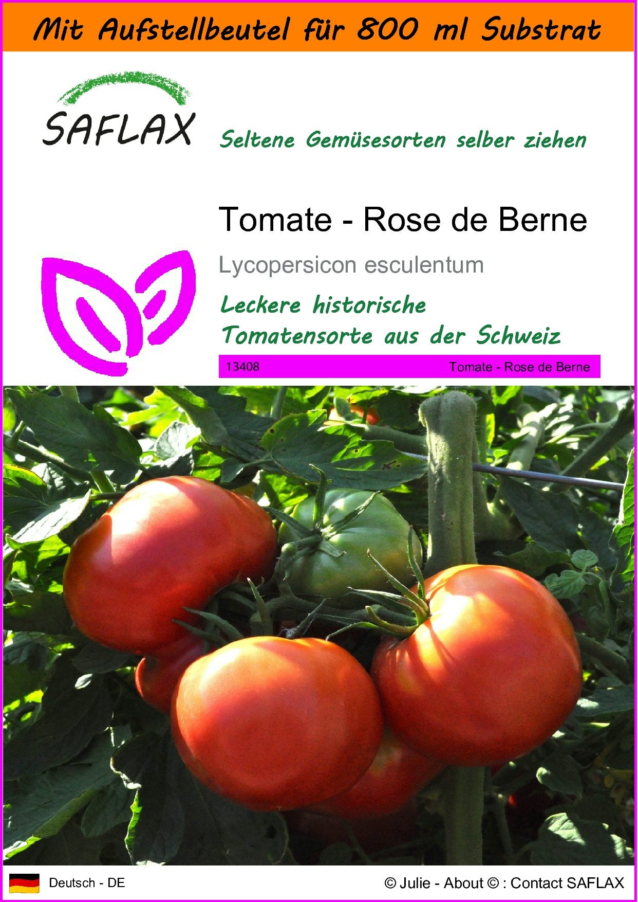Gemüsesamen SAFLAX - Garden in the bag - Tomate - Rose de Berne