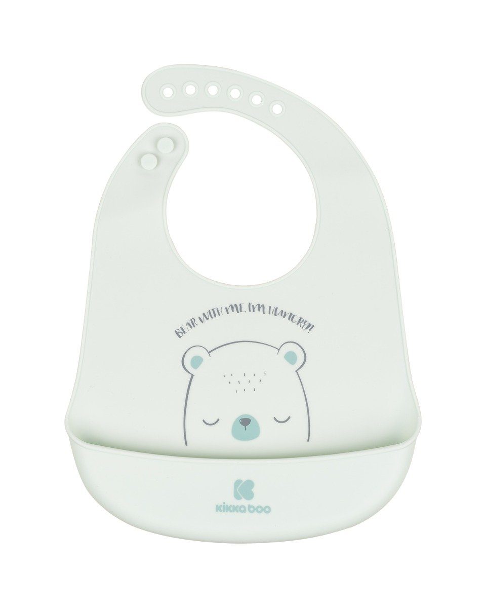 Kikkaboo Lätzchen Babylatz Bear with Krümelschutz, me (1-St), integrierter Silikon, wasserdicht