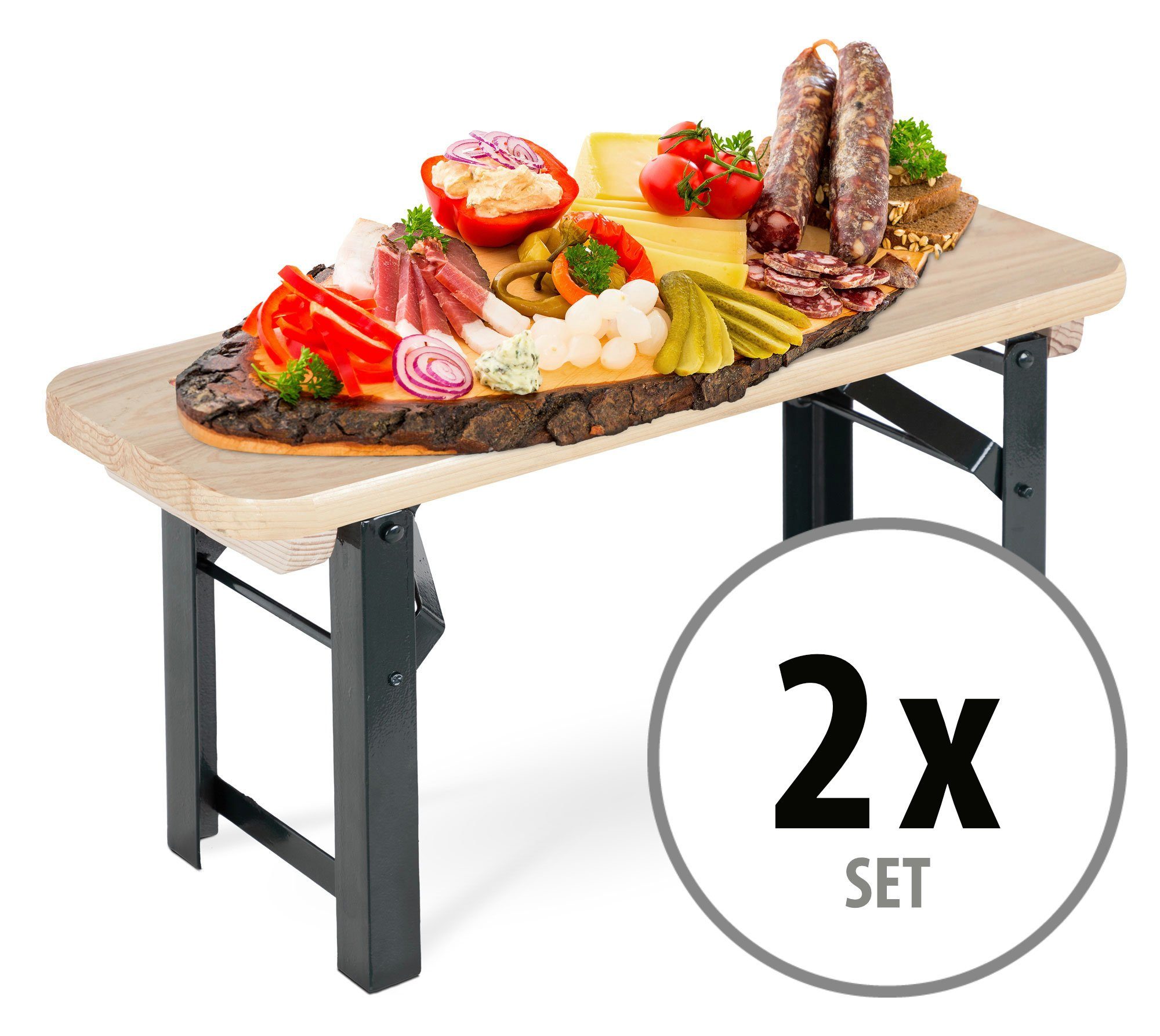 Stagecaptain Servierplatte BB-55 Hirschgarten Bierzeltbankerl, Holz, (Spar-Set, 2-tlg), Bierzelt-Bank im Miniaturformat - Nützliche Deko für jedes Buffet
