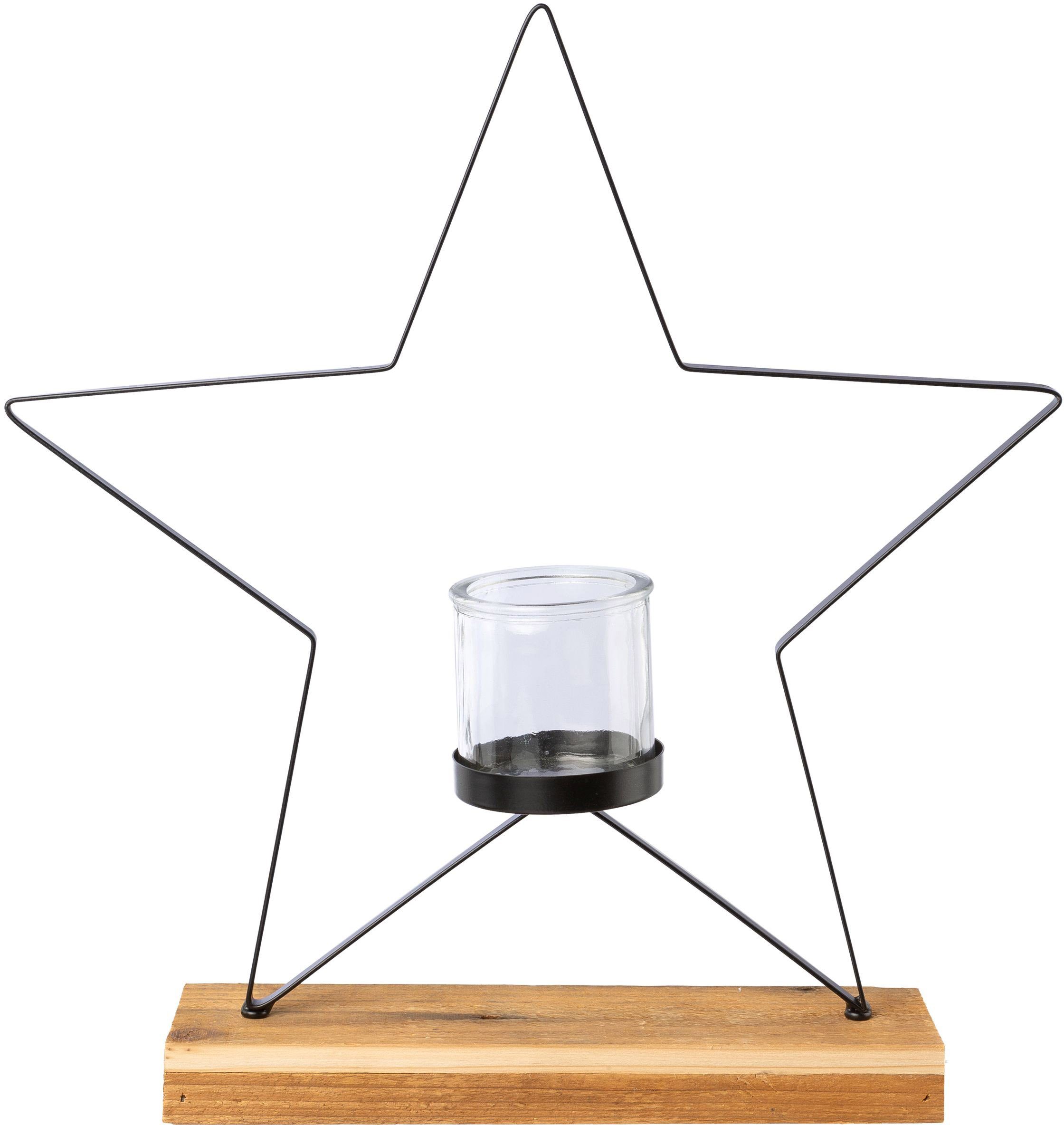 Creativ deco Windlicht Weihnachtsdeko (1 St), auf edlem Holzfuß, in Stern-F günstig online kaufen