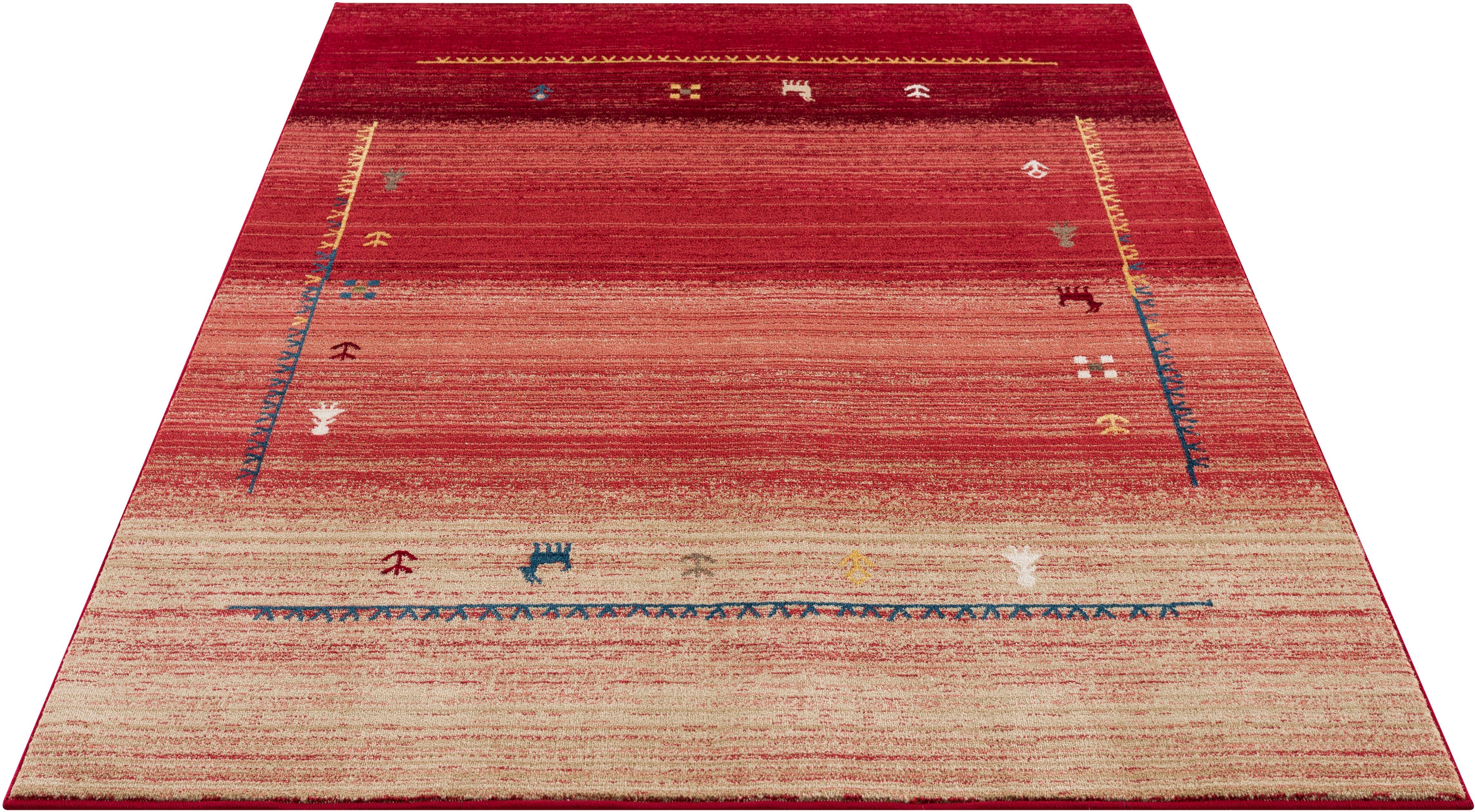 Teppich Arkansas, Timbers, rechteckig, Höhe: 22 mm, Farbverlauf, Orient-Optik, Wohnzimmer, Schlafzimmer, Esszimmer rot