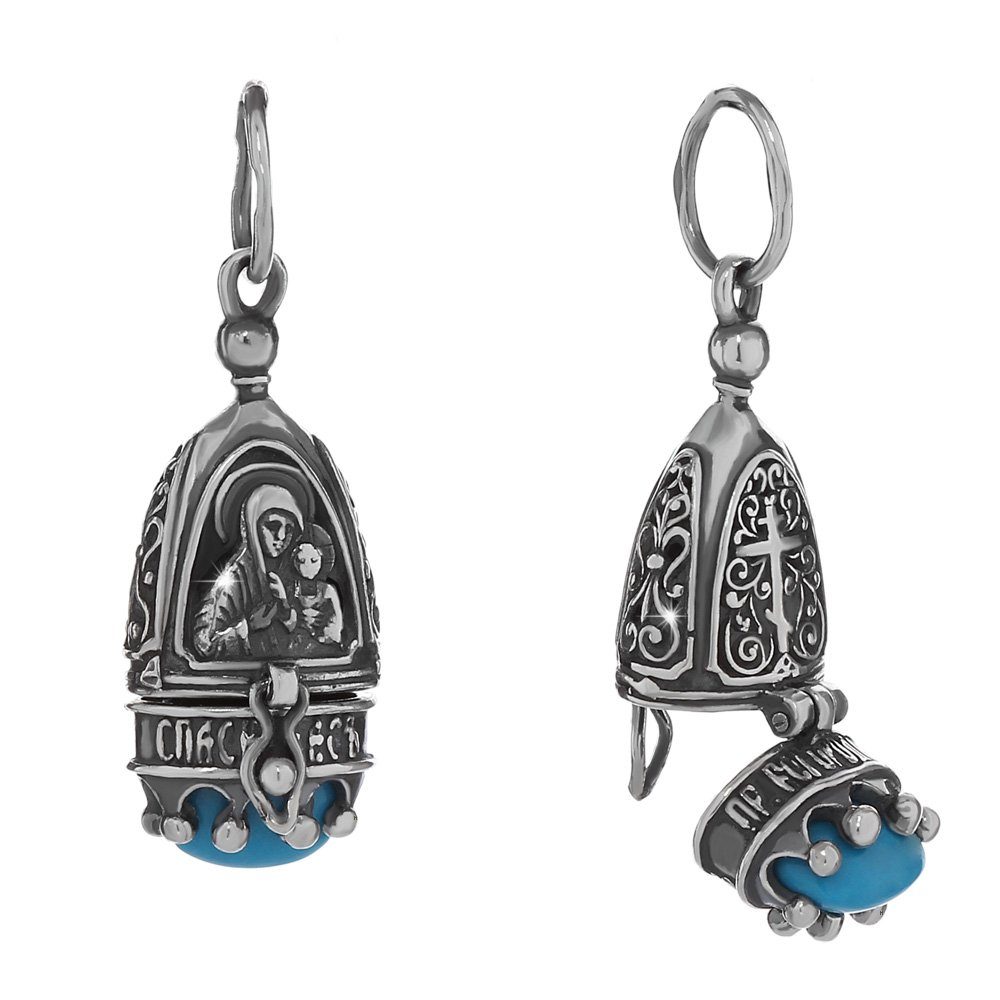 NKlaus Kettenanhänger Sterling Silber 925 Orthodoxe Gift Anhänger Blaue