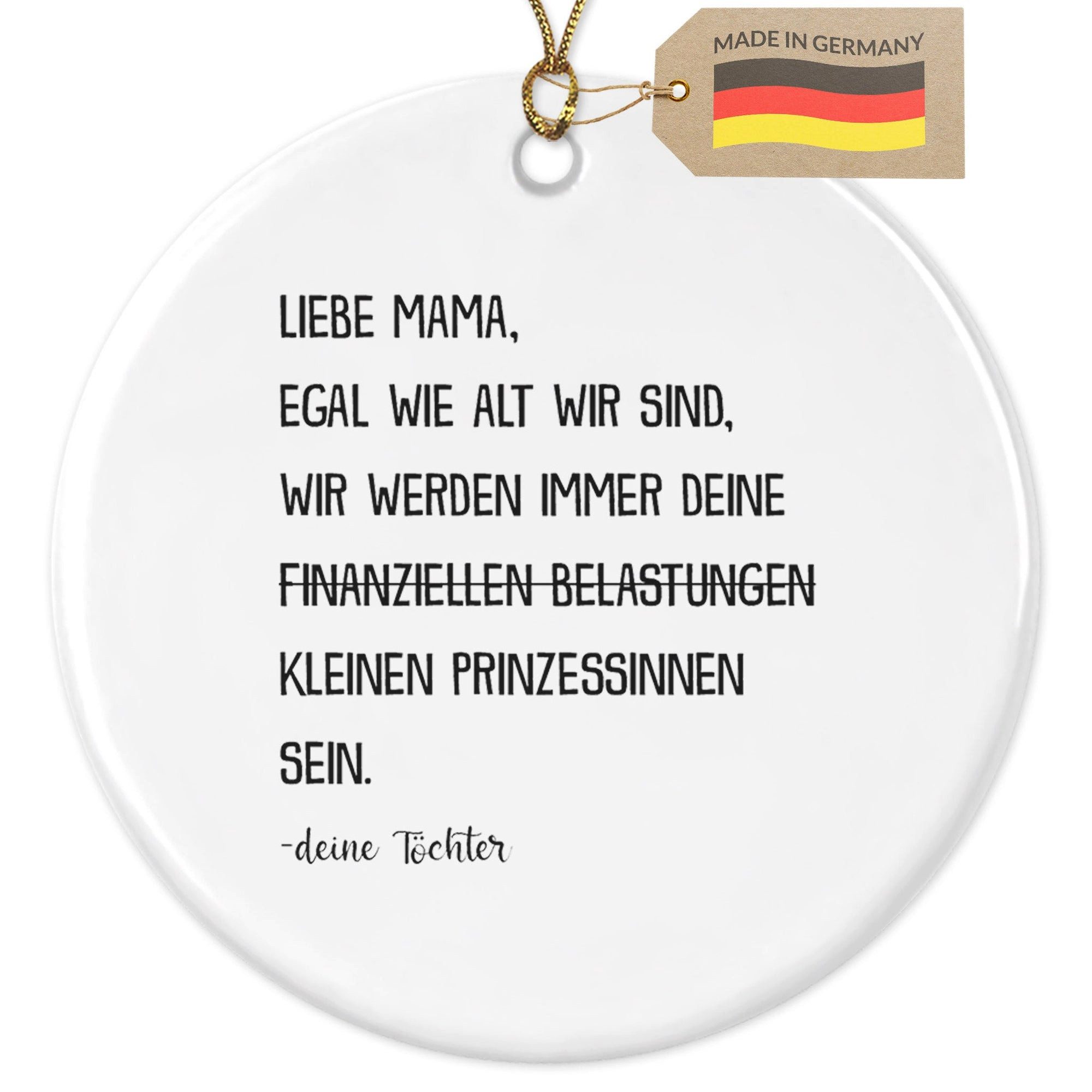 22Feels Weihnachtsbaumkugel Weihnachtsdeko Mama Geschenk v Töchter Mutter Frauen Anhänger, MADE IN GERMANY, KERAMIK