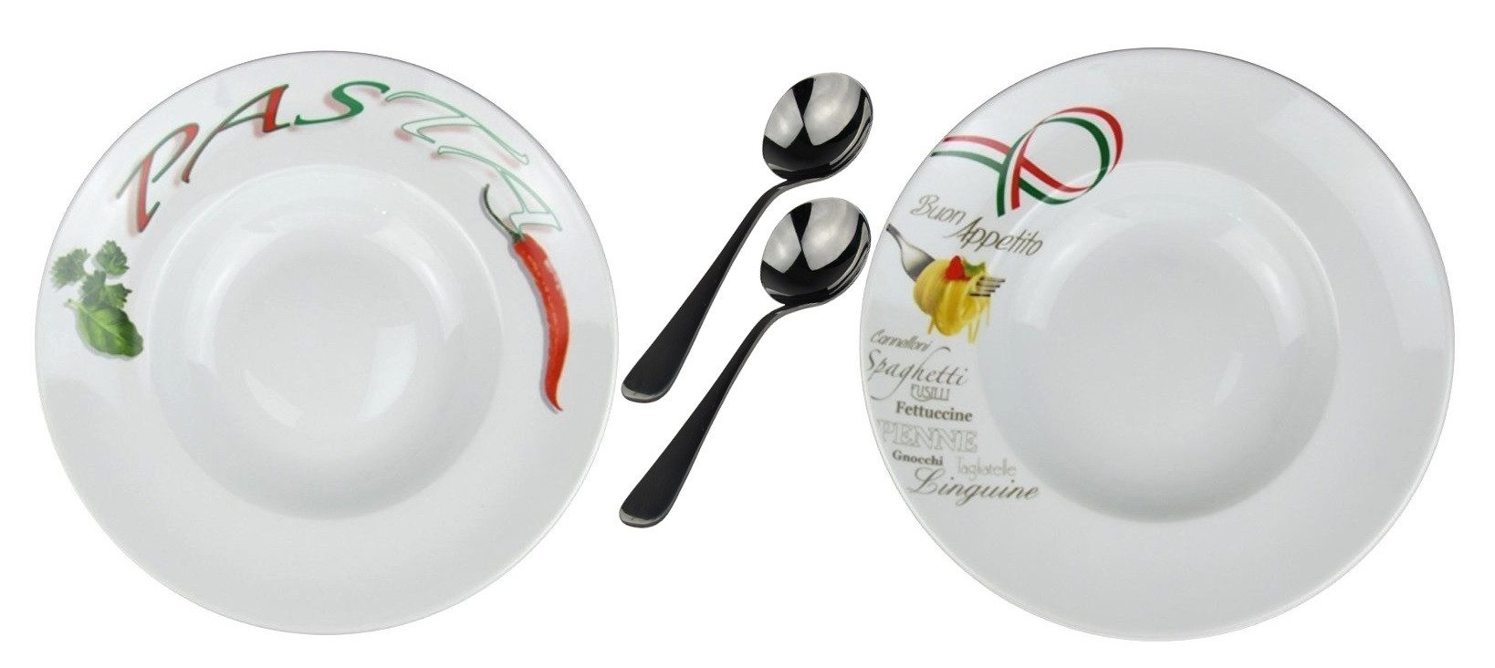 Retsch Arzberg Pastateller mit Dekor Ø 30cm inkl. Pastalöffel Set, (2 St), Spülmaschinengeeignet, Mikrowellengeeignet