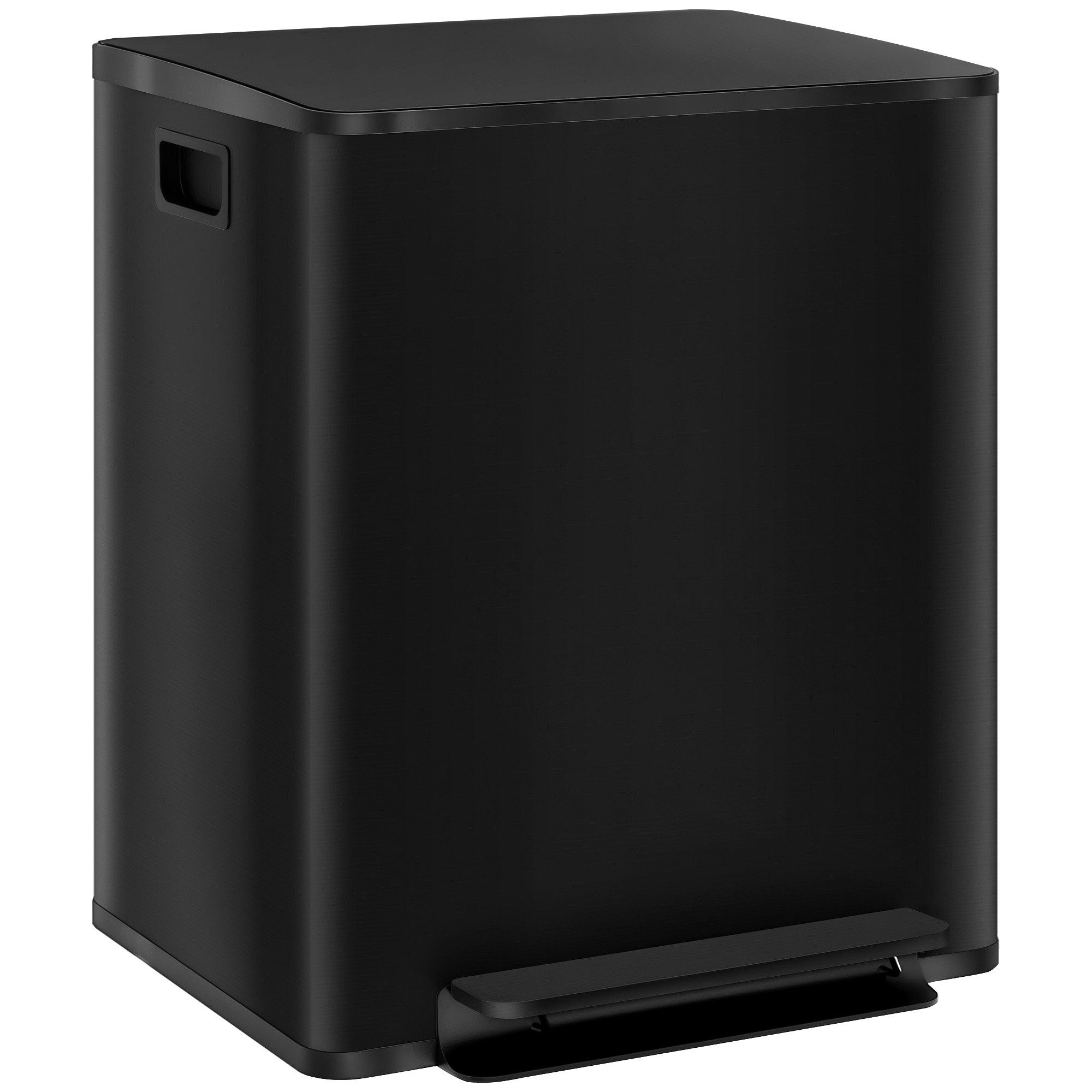 HOMCOM Mülltrennsystem Mülleimer Küche Treteimer 2x30L mit Pedal Edelstahl, 2 Fächer, Soft-Close, Fingerabdruckfrei – Bild 2 von 5