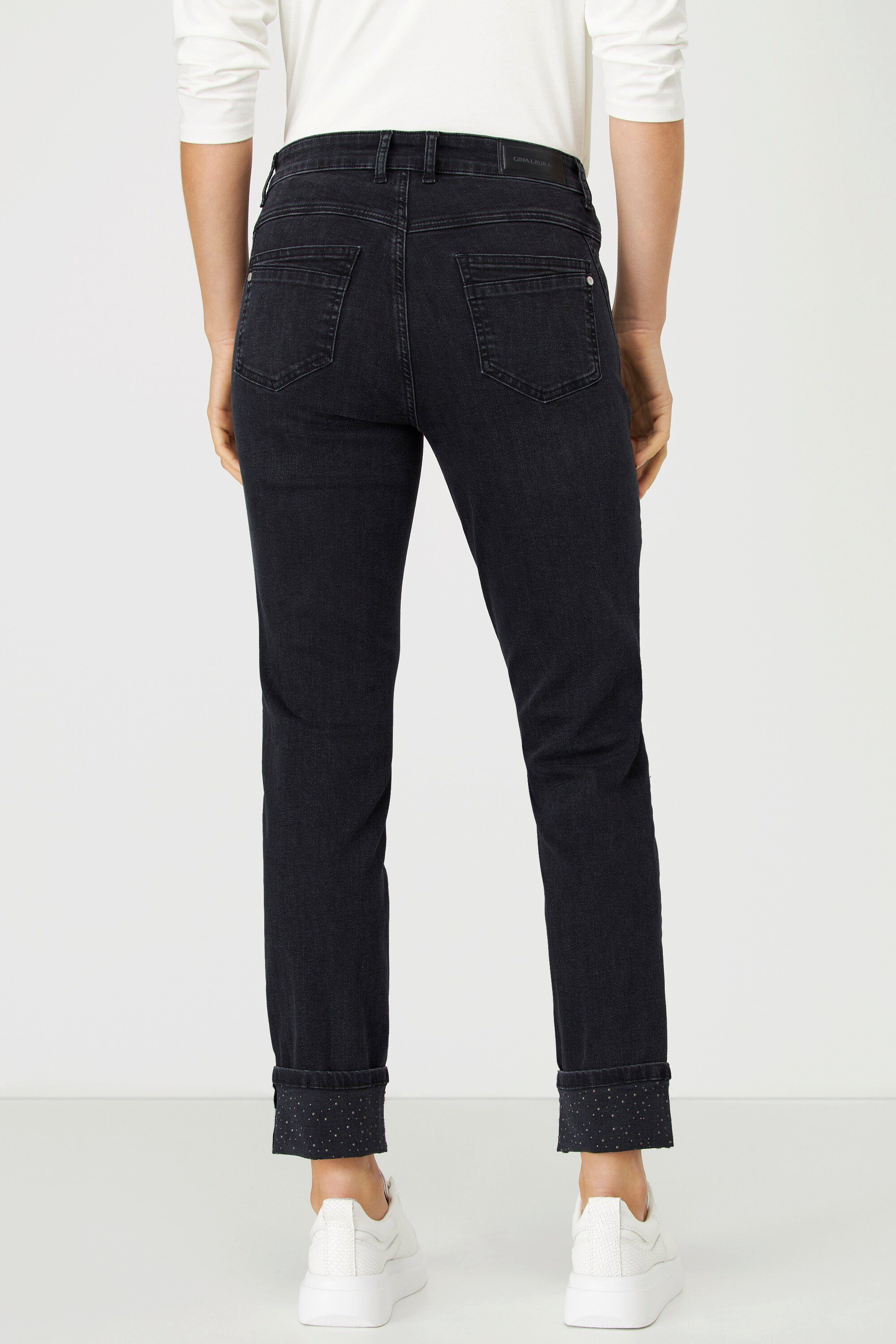 Gina Regular-fit-Jeans Ziersteine Jeans Julia Saum-Umschlag Laura 5-Pocket-Form