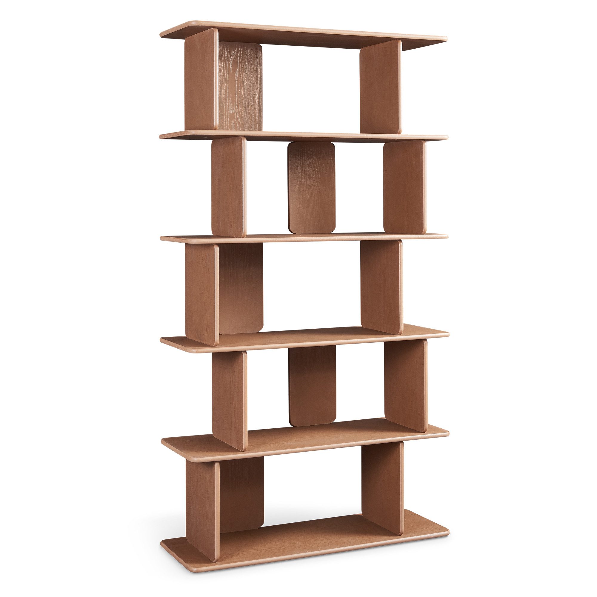 en.casa Bücherregal, »Gäljami« 180 x 100 x 35 cm mit 5 offenen Fächern Walnussoptik