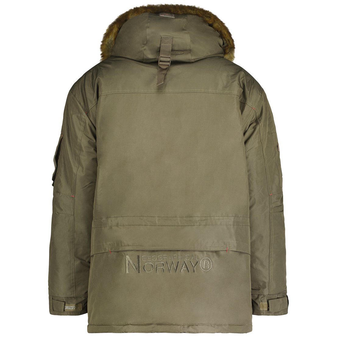 Kapuze mit Kunstfellbesatz Innenfleece, Khaki abnehmbarer Geographical Winterjacke Norway