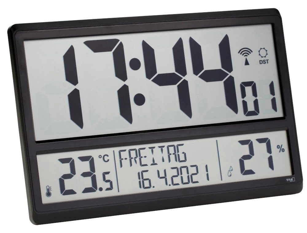 TFA Dostmann Funkwanduhr Digital XL-Wanduhr TFA 60.4520.01 mit Innentempera günstig online kaufen