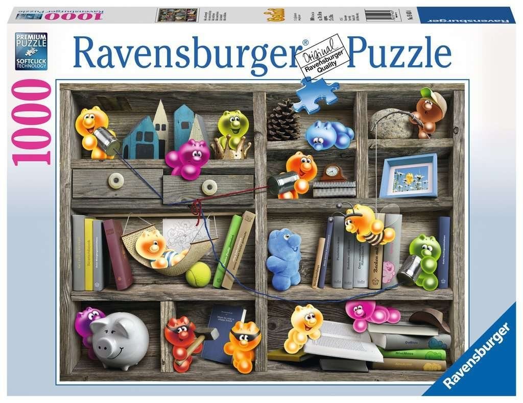 Ravensburger Puzzle 19483 Gelini im Bücherregal 1000 Teile Puzzle, Puzzleteile