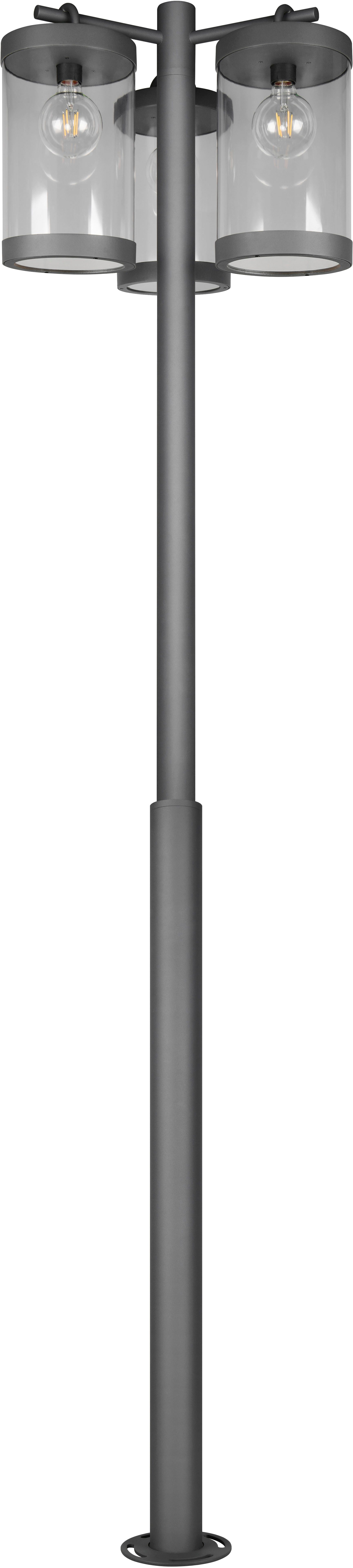 TRIO Leuchten Außen-Stehlampe SAMBESI, Große Garten Stehleuchte Höhe 240cm, IP44 Dämmerungssensor, Leuchtmittel wechselbar, warmweiß - kaltweiß, Outdoor Stehlampe 3-flammig, exkl 3x E27 max 28W, Alu Druckguss