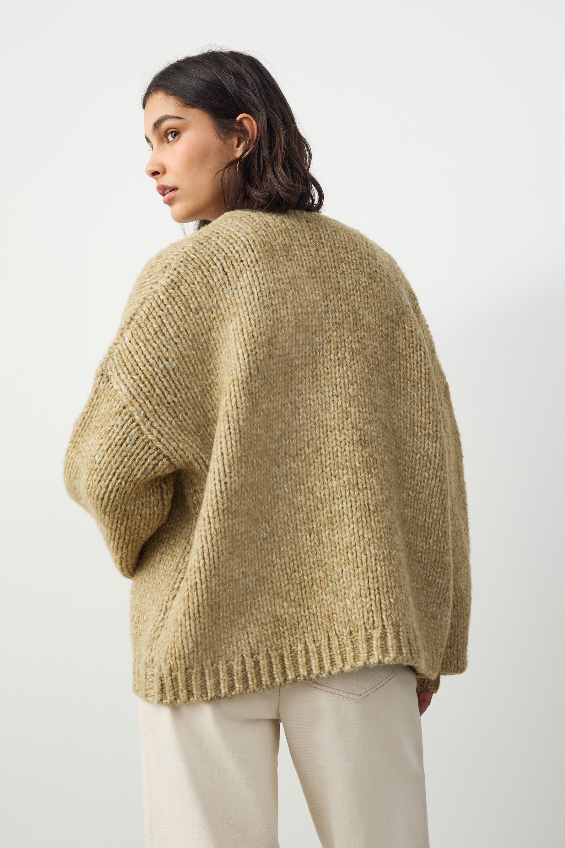 Next Strickjacke Weiche Strickjacke im Grobstrick mit Wolle (1-tlg) günstig online kaufen