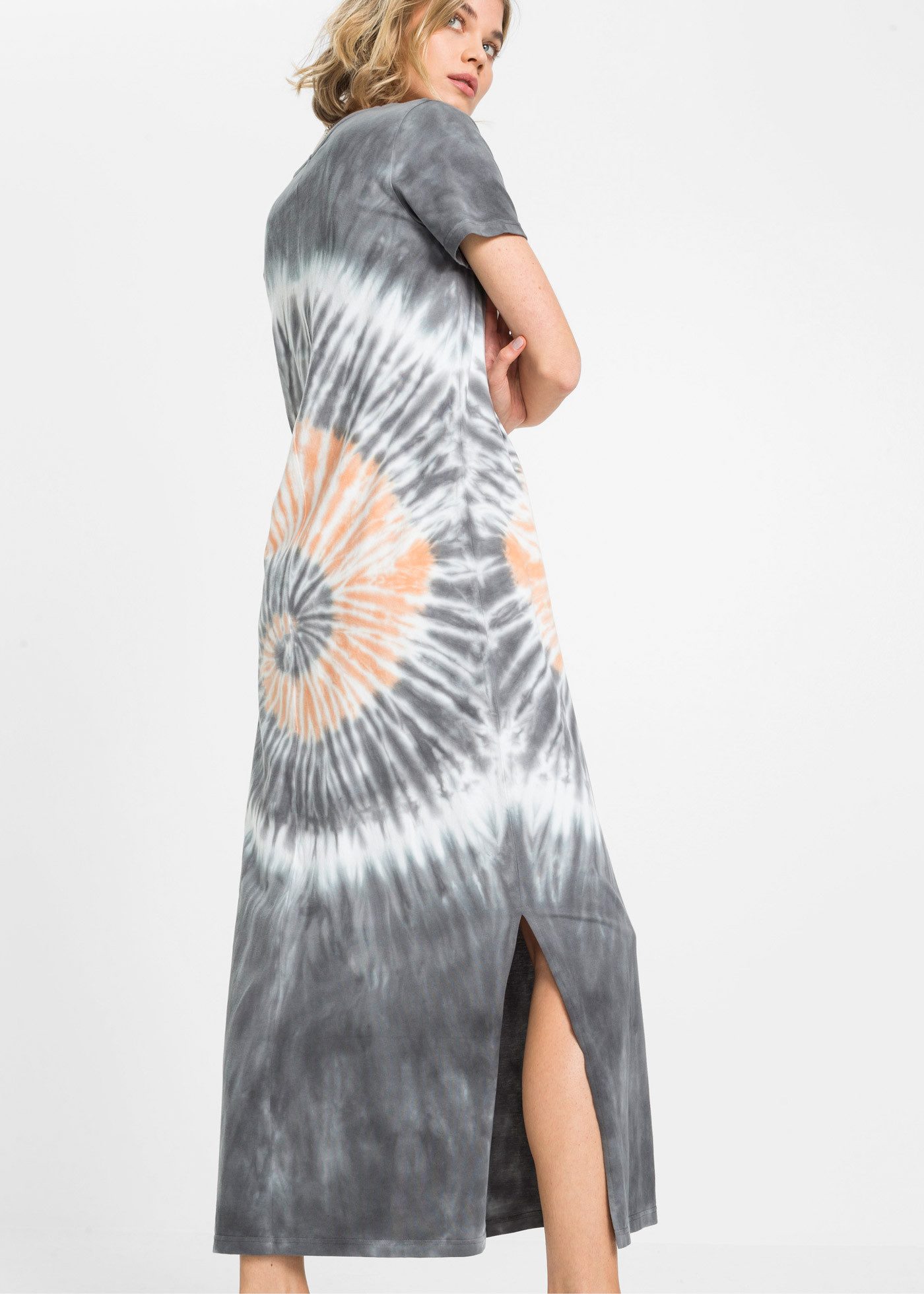 bonprix Shirtkleid für warme Tage, aus Baumwolle, mit V-Ausschnitt, mit Kurzarm-Design