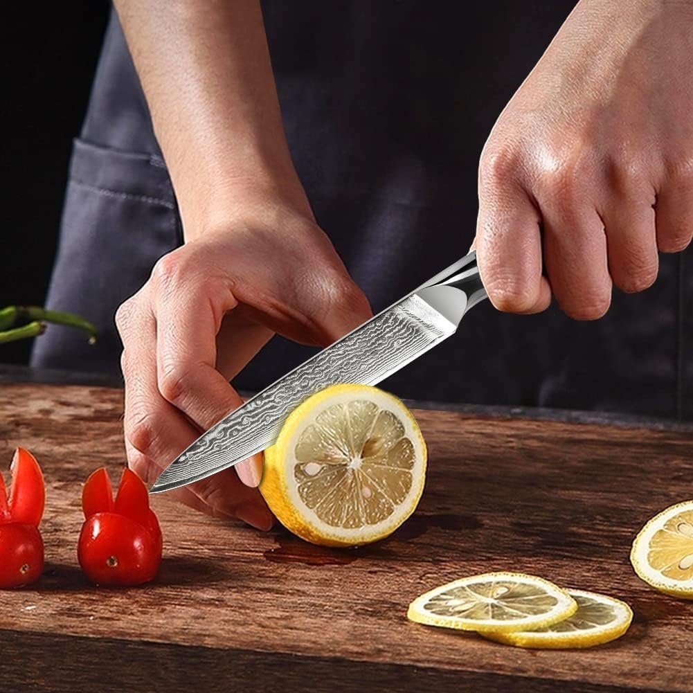 KEENZO Damaststahl Messer-Set 3tlg. Küchenmesser (3-tlg) +Allzweckmesser+Filetiermesser