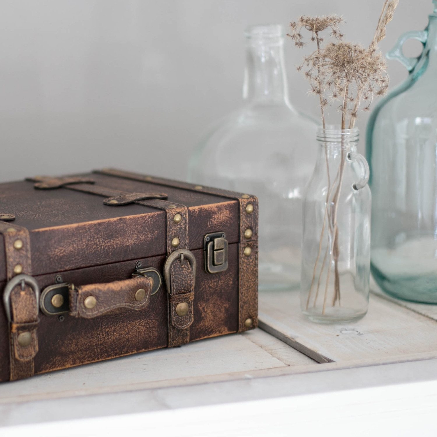 HMF Aufbewahrungsbox Handgefertigter Vintage Koffer aus Holz, Deko Koffer, günstig online kaufen