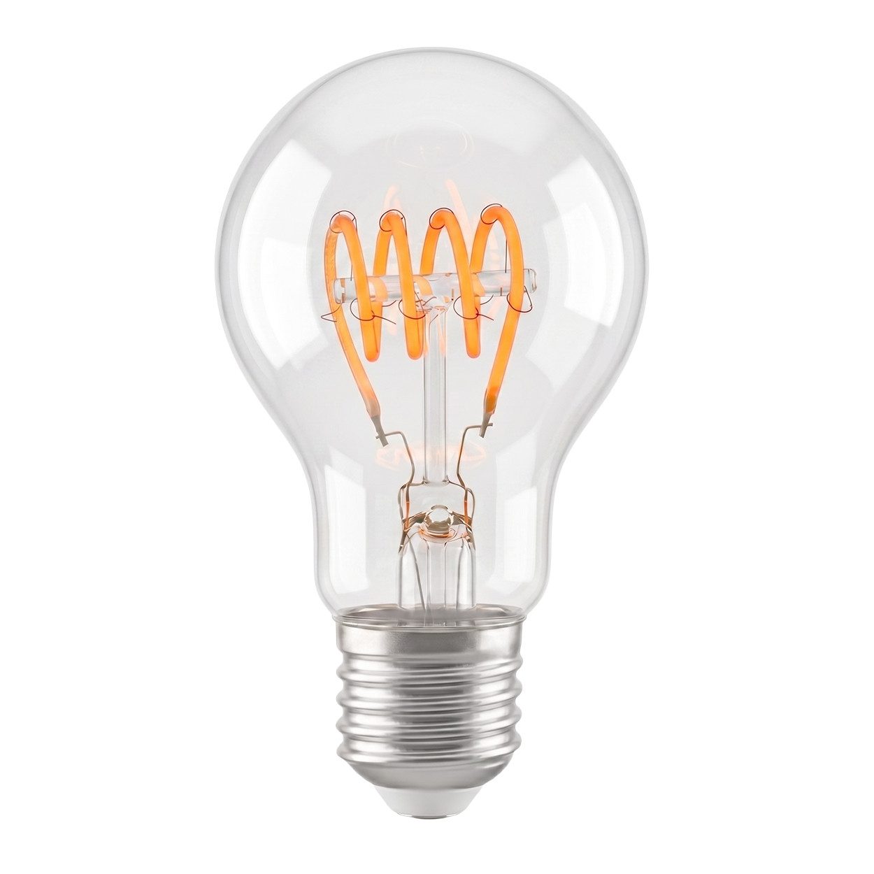 hofstein LED-Leuchtmittel 2er Set Glühbirne Warmweiß dimmbar 6 Watt, E27, 2700 Kelvin, 350 Lumen, Klassisch, Filament Spirale, Klar