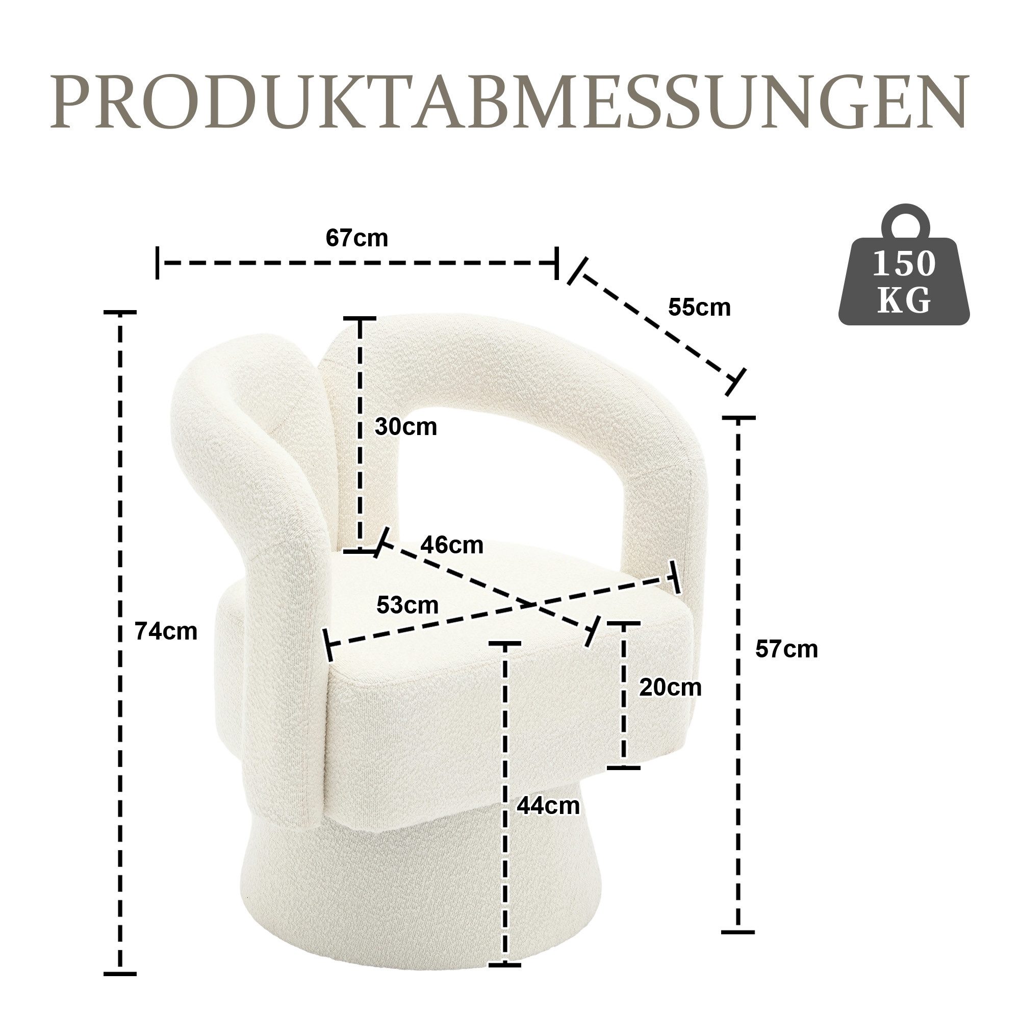 LVHOM Drehsessel M-Form 360 Grad drehbare Cuddle Barrel-Akzentstühle (runde Sessel mit breiter Polsterung, flauschiger Stoffstuhl, 1-St), für Wohnzimmer, Schlaf – Bild 3 von 5